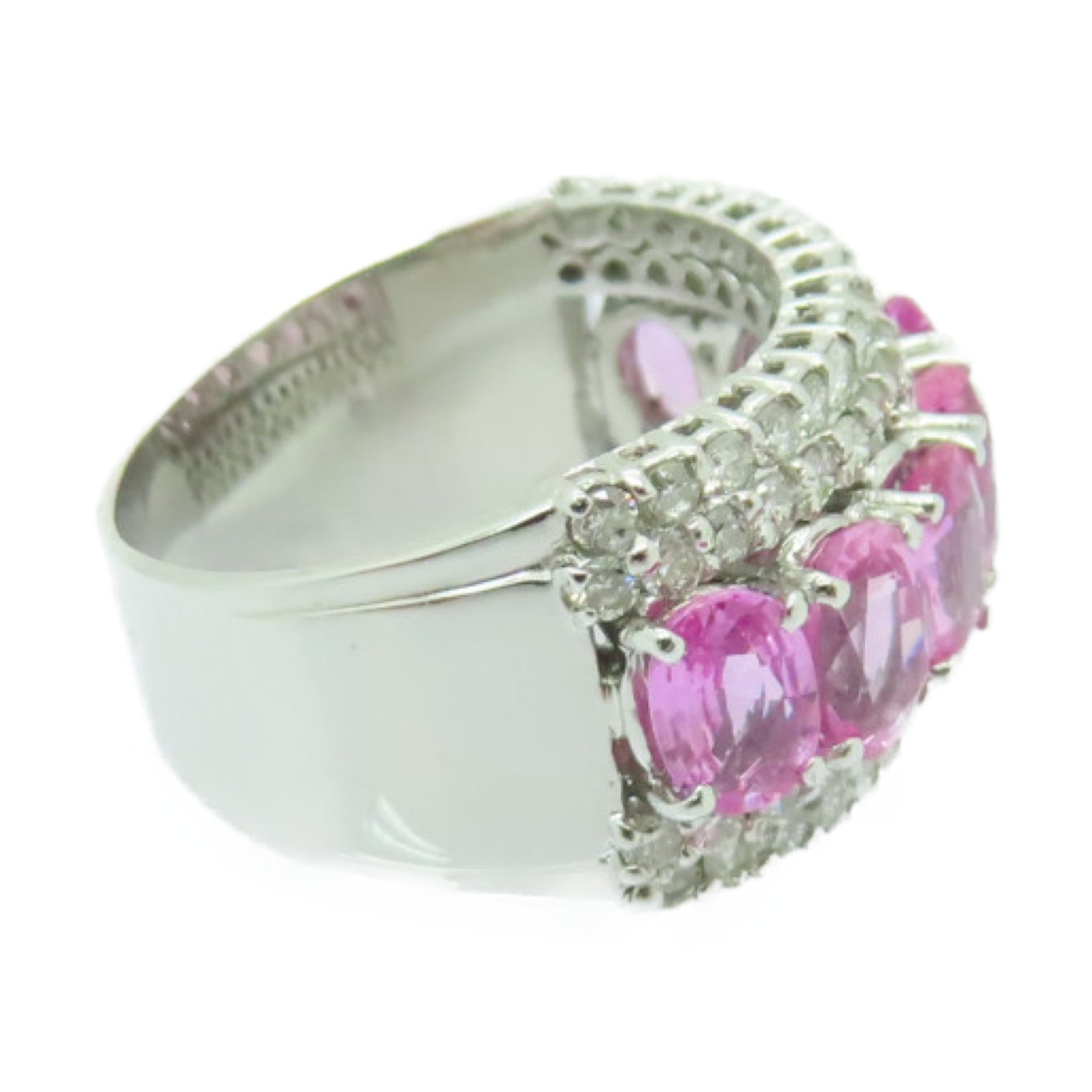 JEWELRY 【激減優惠】18K白金Pink Sapphire Ring 3.64ct粉紅藍寶石/1.05ct鑽石戒指US#6.5