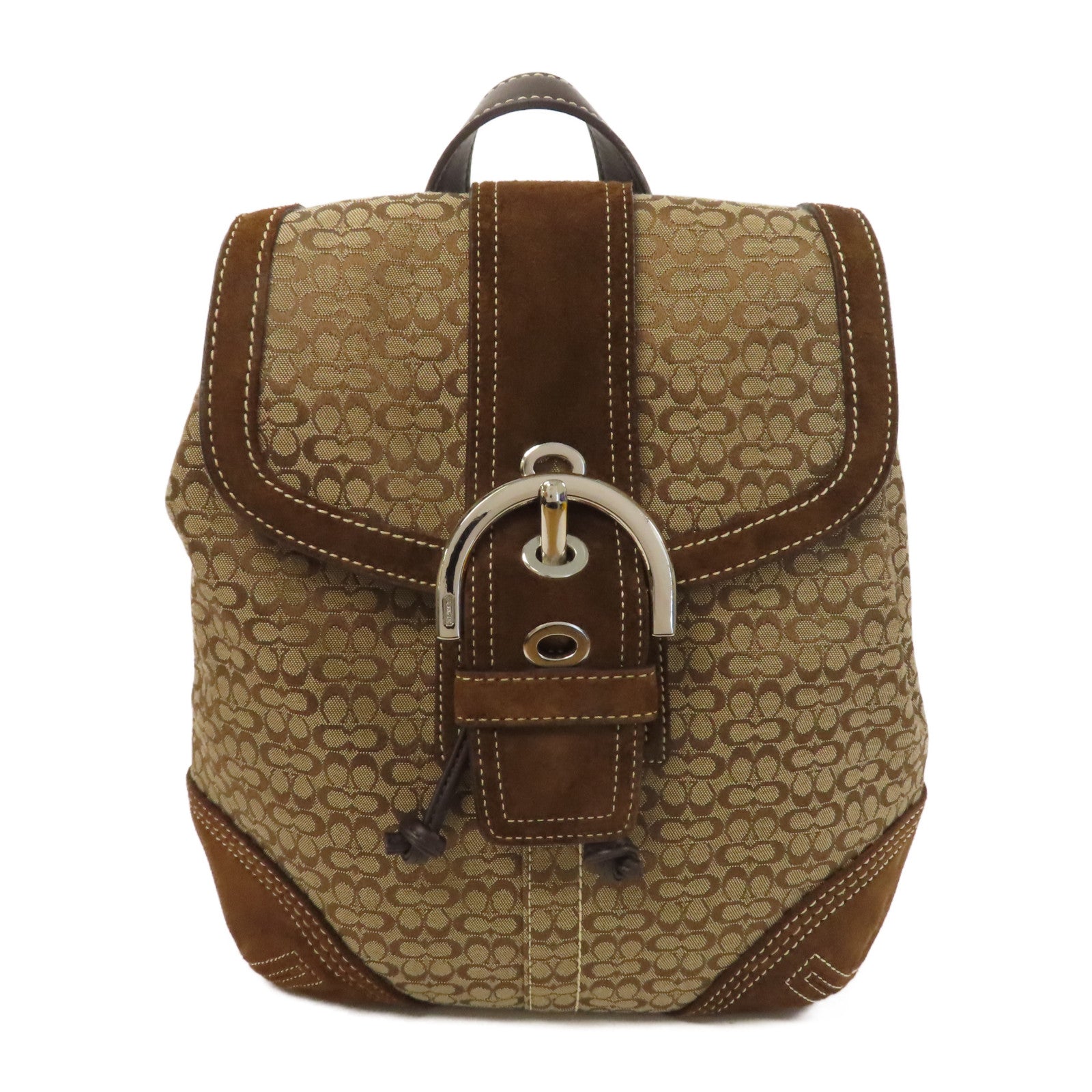 COACH 帆布Backpack銀扣背包啡色
