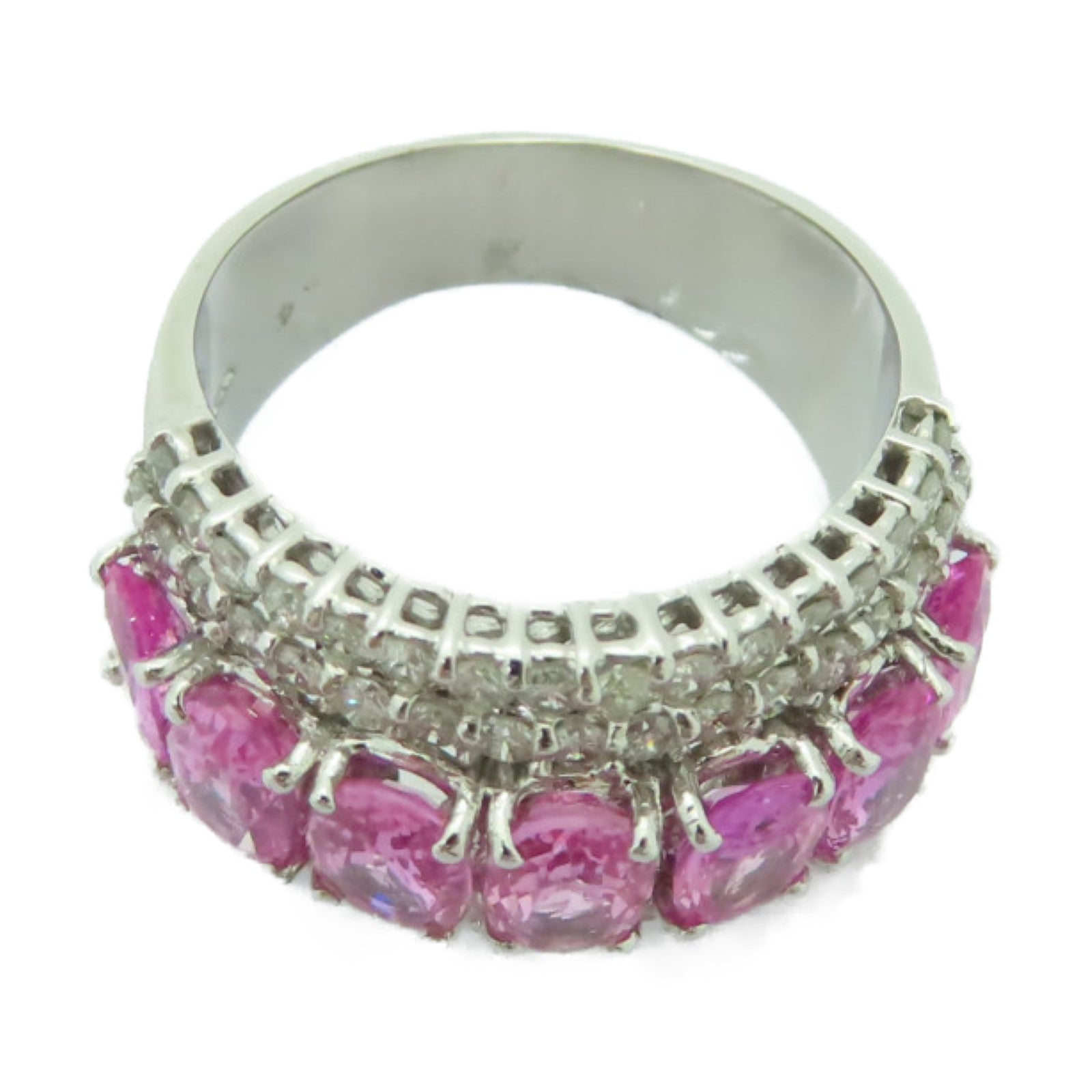 JEWELRY 【激減優惠】18K白金Pink Sapphire Ring 3.64ct粉紅藍寶石/1.05ct鑽石戒指US#6.5