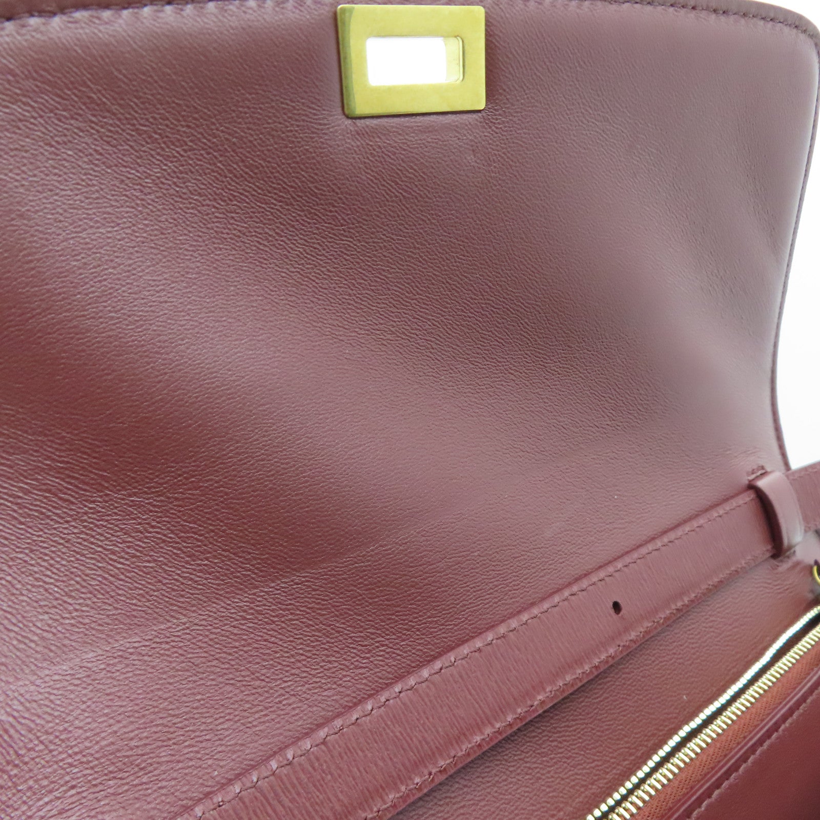CELINE 【激减优惠】牛皮皮革Classic Box金扣肩背袋啡色