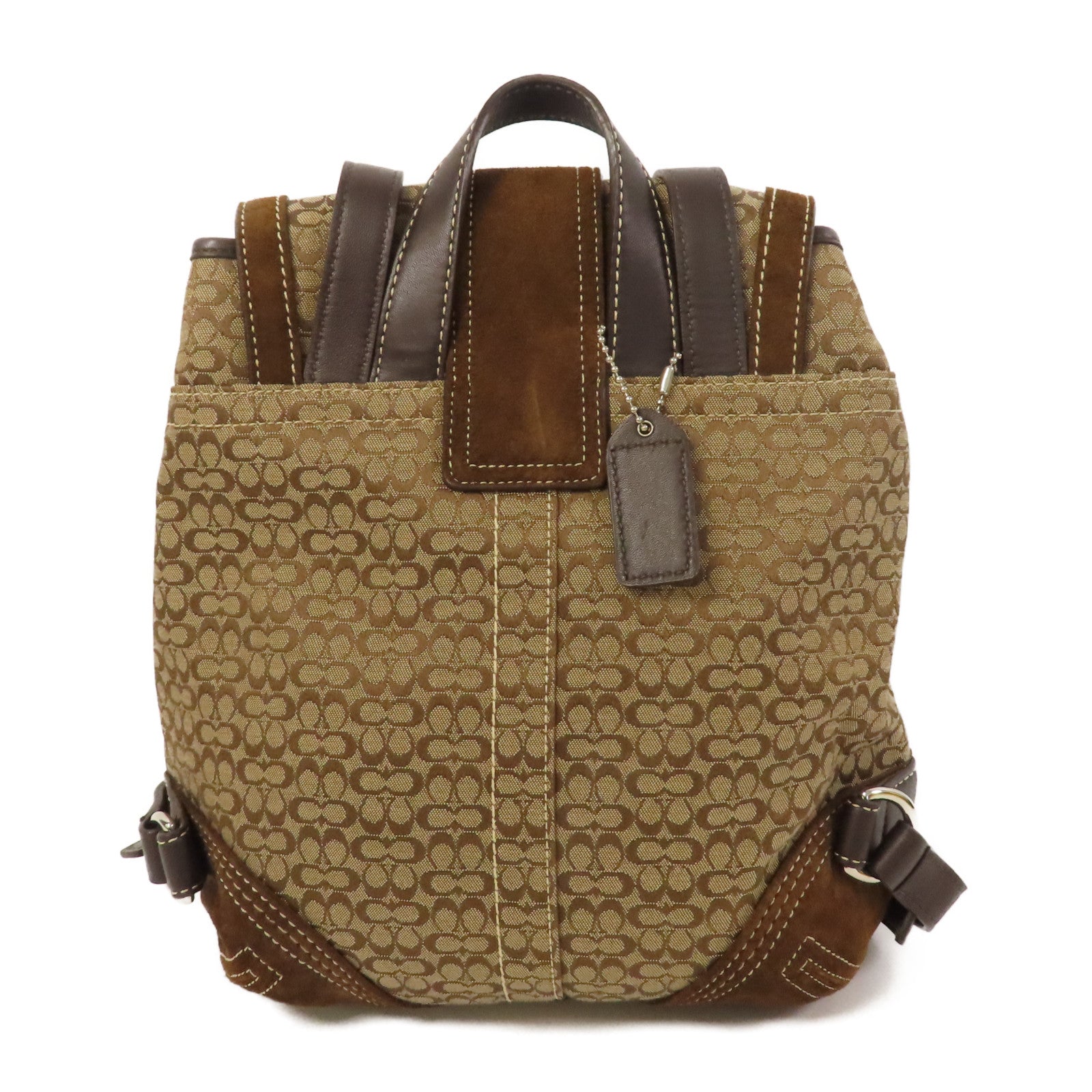 COACH 帆布Backpack銀扣背包啡色