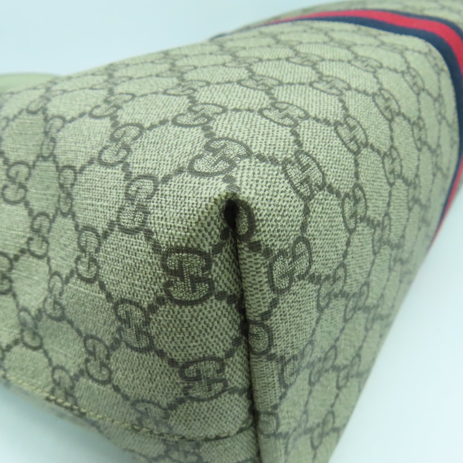 GUCCI 塗層帆布Ophidia Tote Bag金扣肩背袋白色/啡色