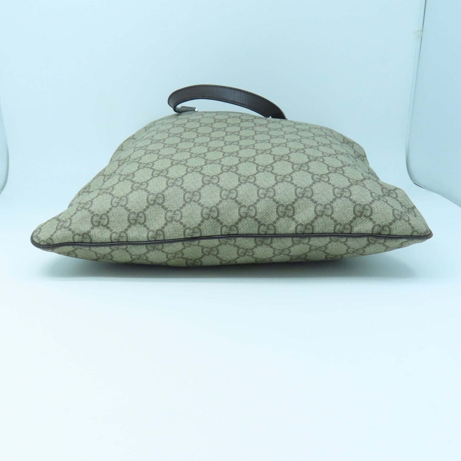 GUCCI coated canvas Hand Bag silver buckle handle bag brown