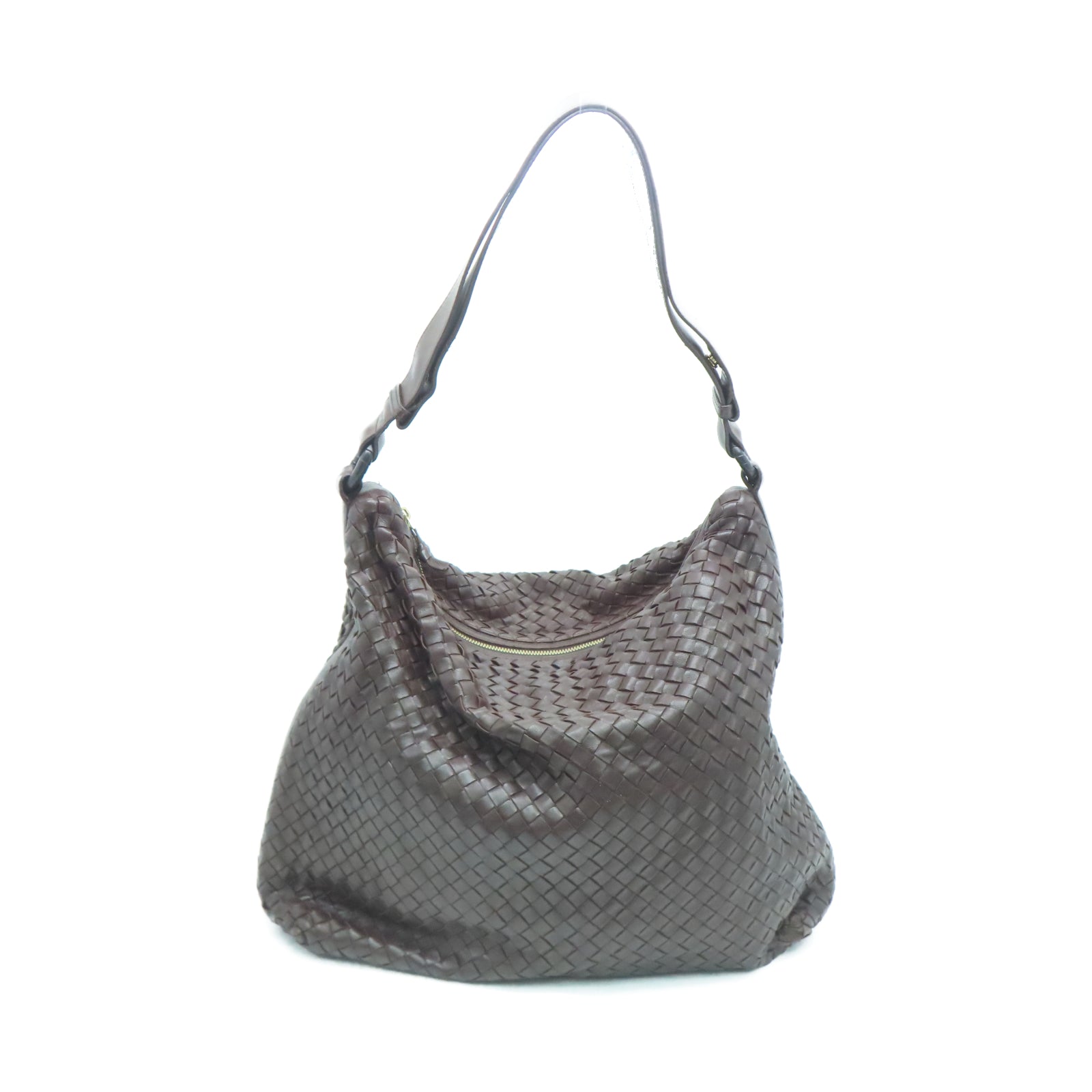BOTTEGA VENETA 牛皮皮革Shoulder Bag金扣手挽肩背兩用袋棕色