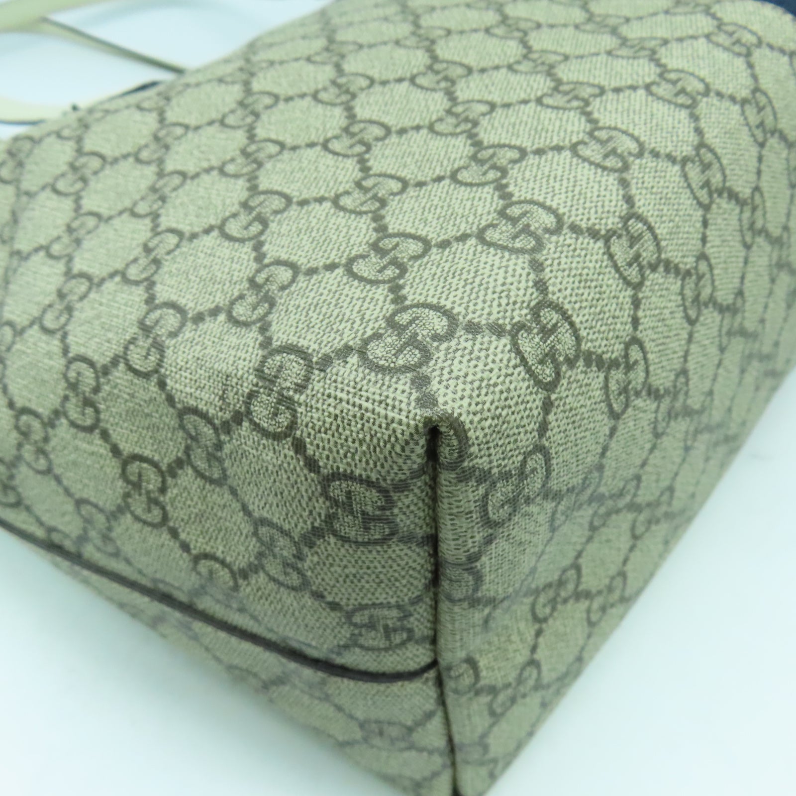GUCCI 塗層帆布Ophidia Tote Bag金扣肩背袋白色/啡色