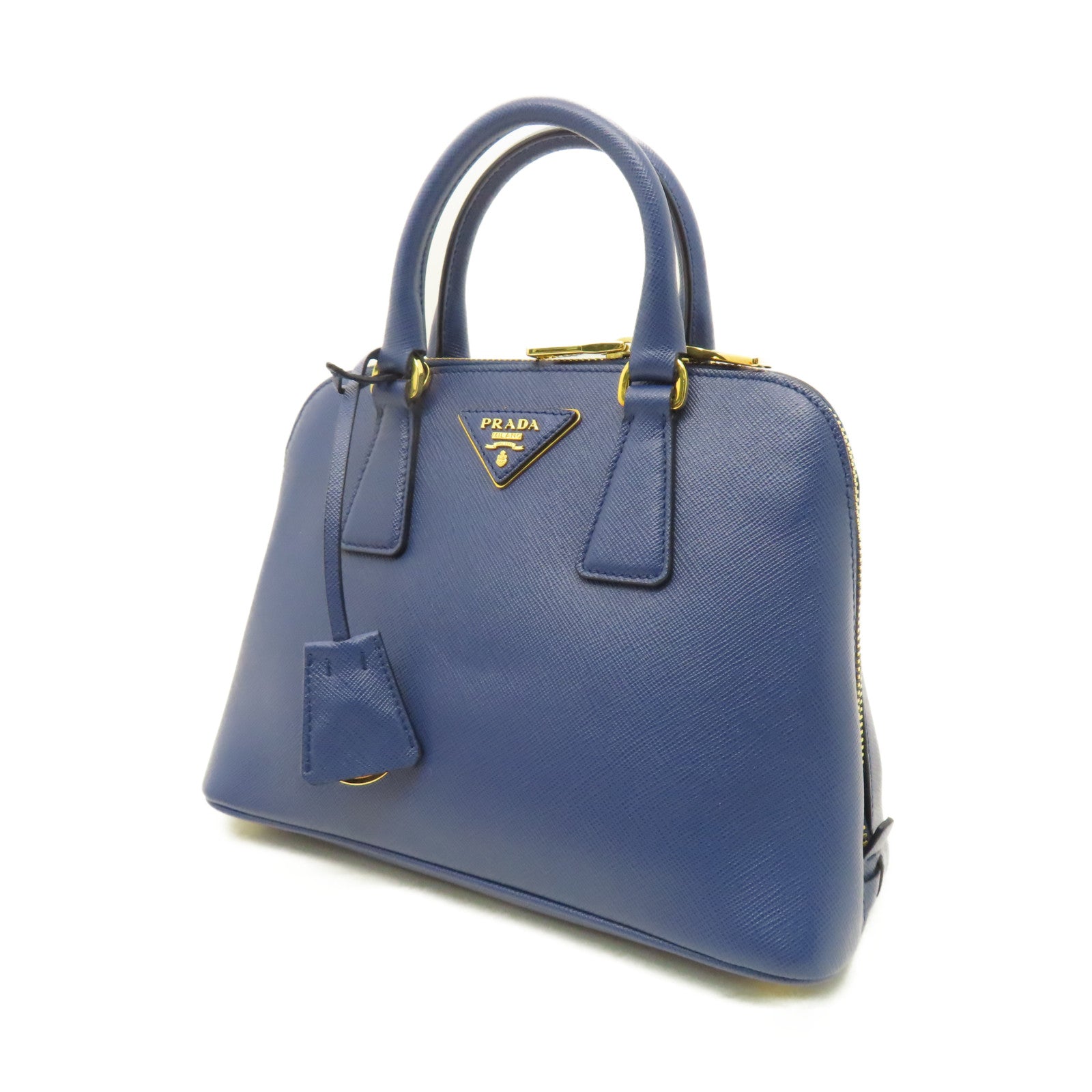 PRADA 牛皮皮革2 Way Shoulder Bag金扣手挽肩背兩用袋藍色