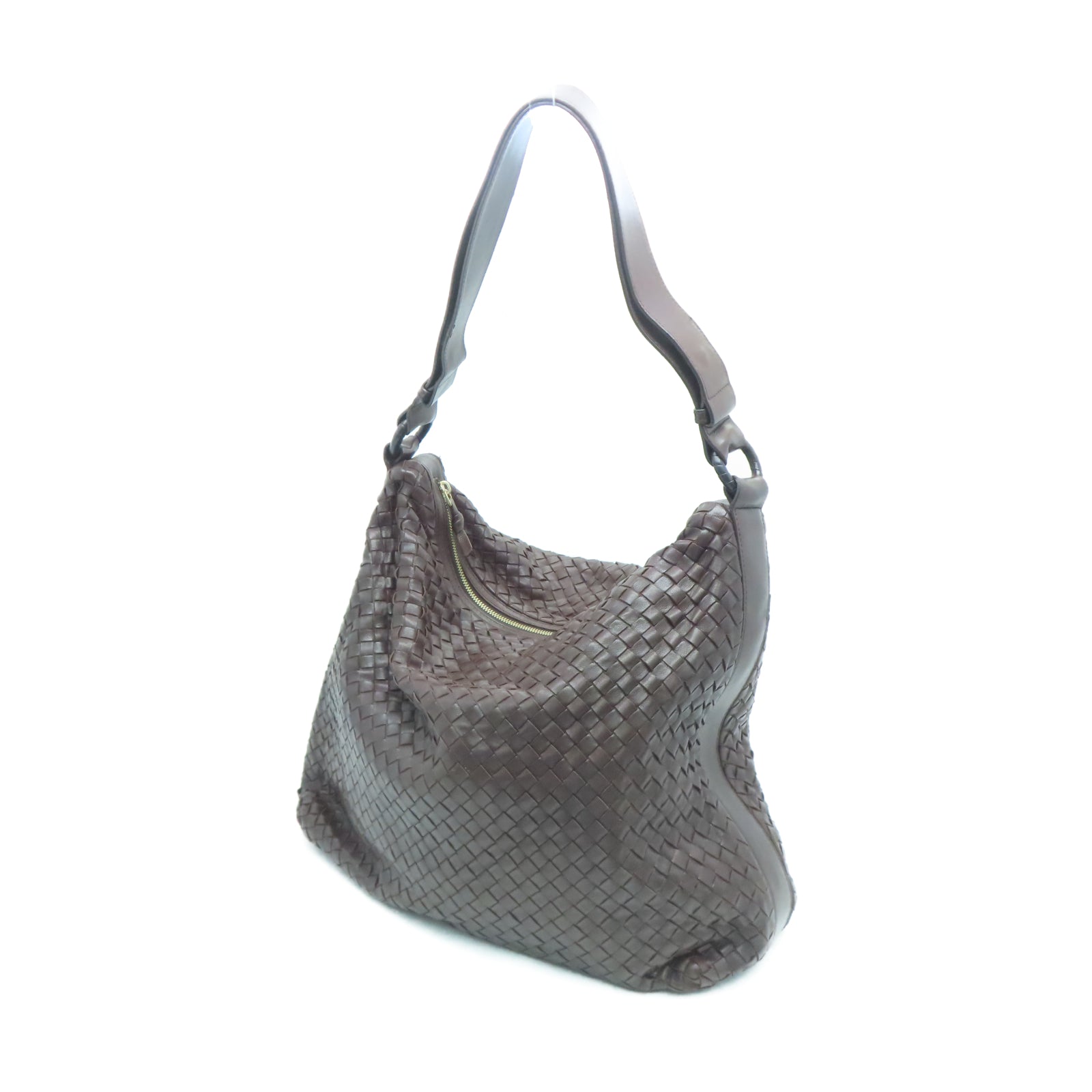 BOTTEGA VENETA 牛皮皮革Shoulder Bag金扣手挽肩背兩用袋棕色