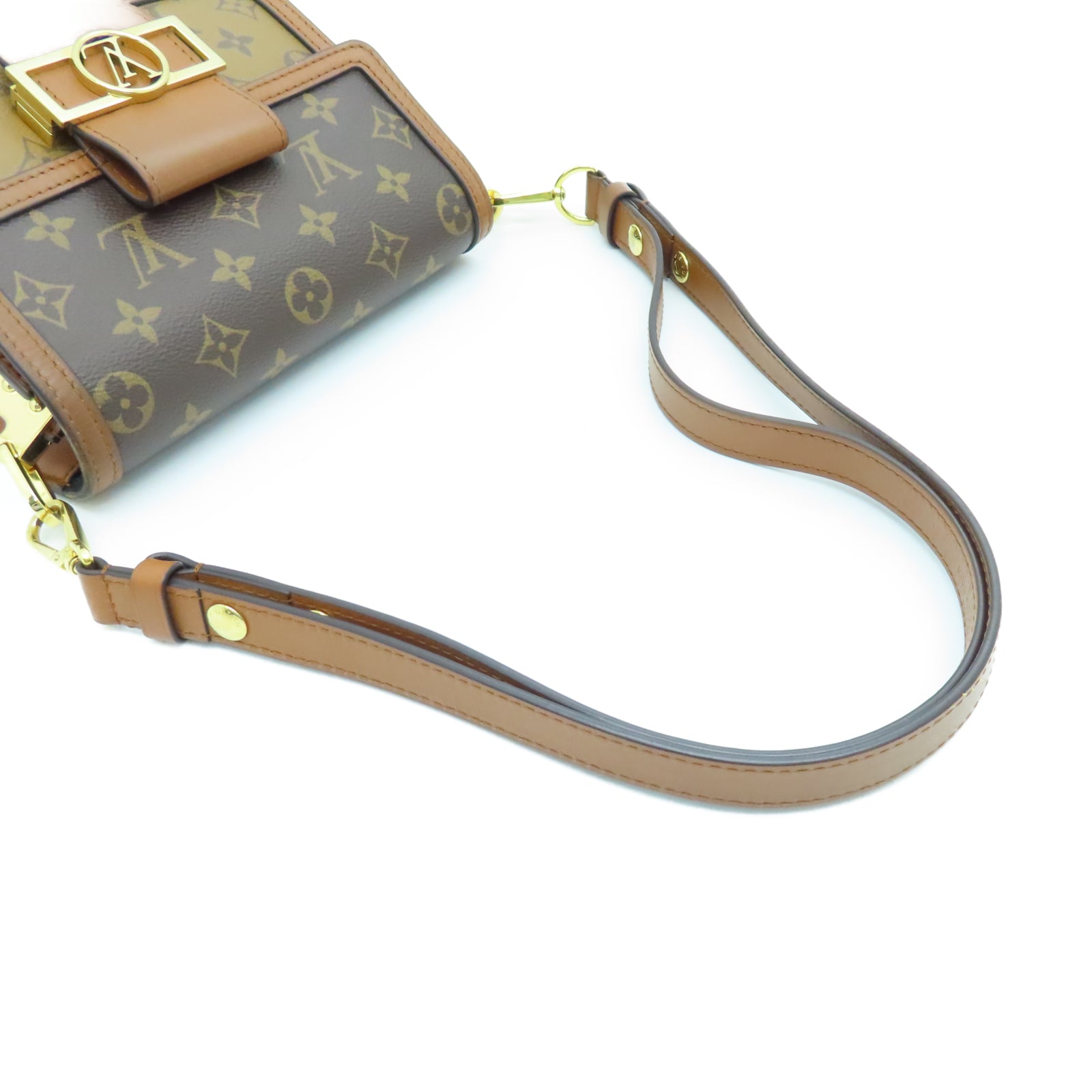 LOUIS VUITTON Monogram Mini Dauphine金扣肩背袋棕色