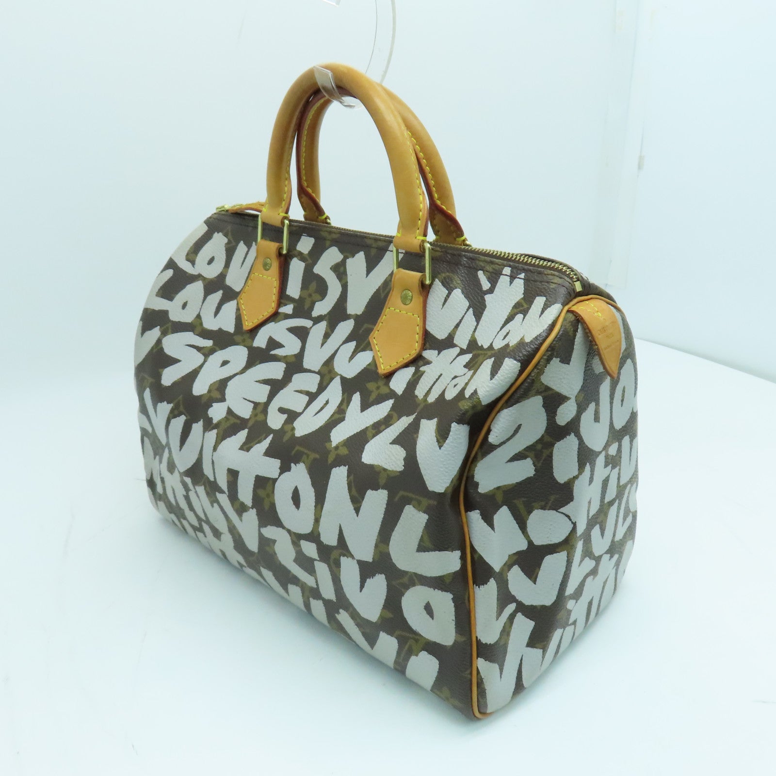 LOUIS VUITTON Monogram Graffiti Speedy 30金扣手挽袋啡色/白色