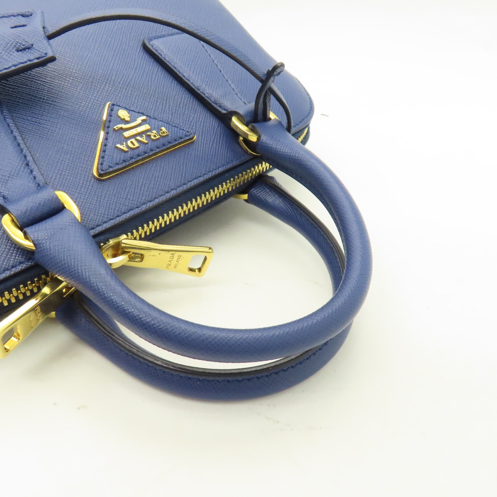 PRADA 牛皮皮革2 Way Shoulder Bag金扣手挽肩背兩用袋藍色