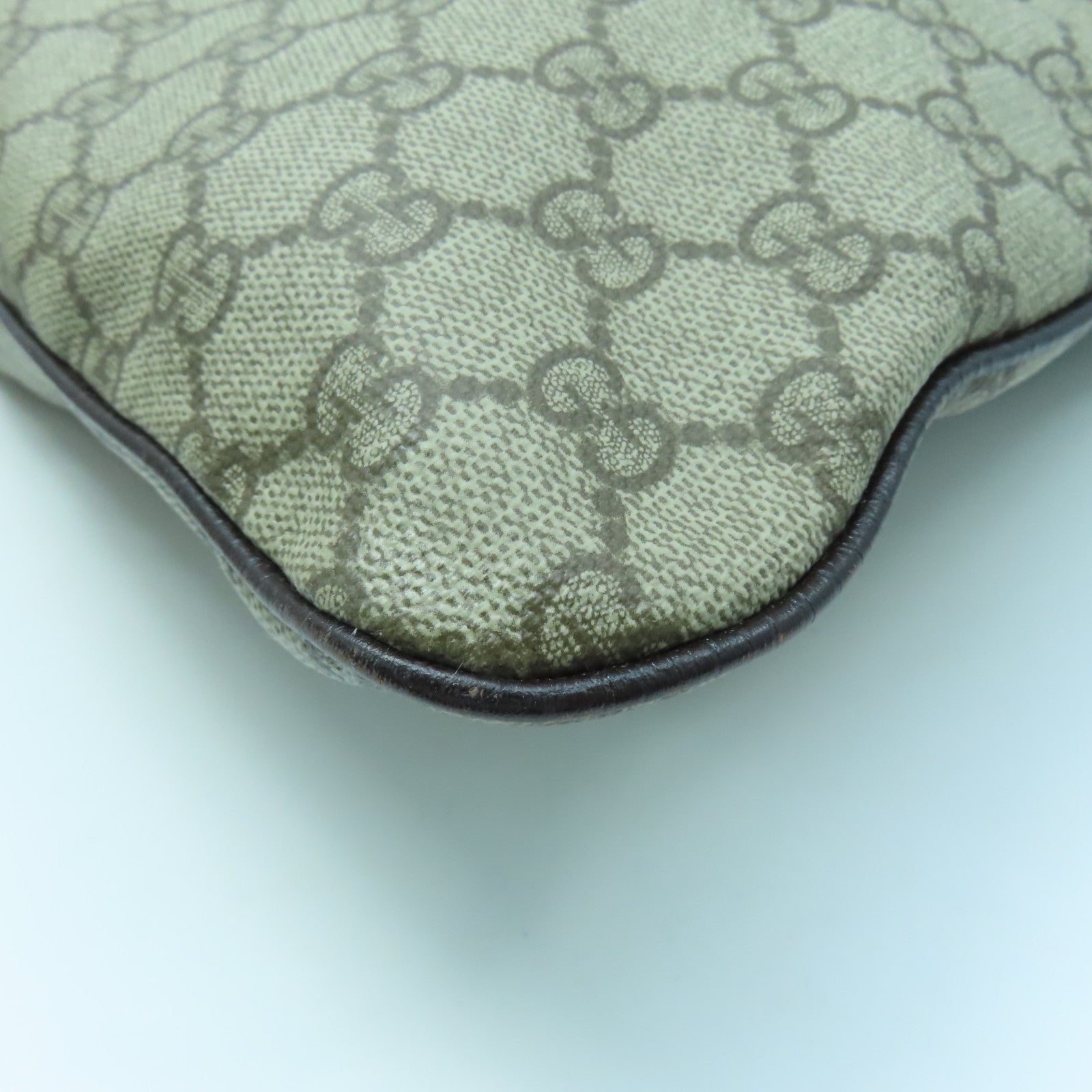 GUCCI coated canvas Hand Bag silver buckle handle bag brown