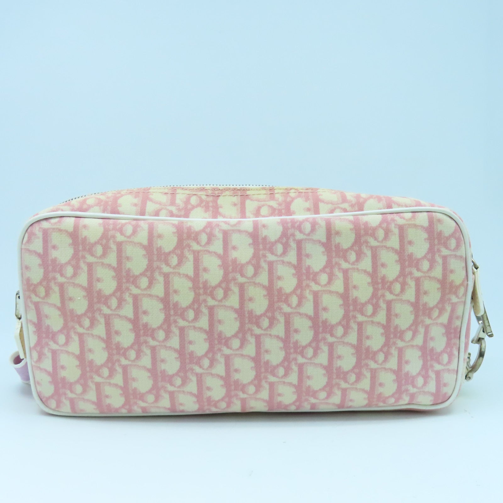 Dior 涂层皮革Shoulder Bag银扣肩背袋粉红色白色