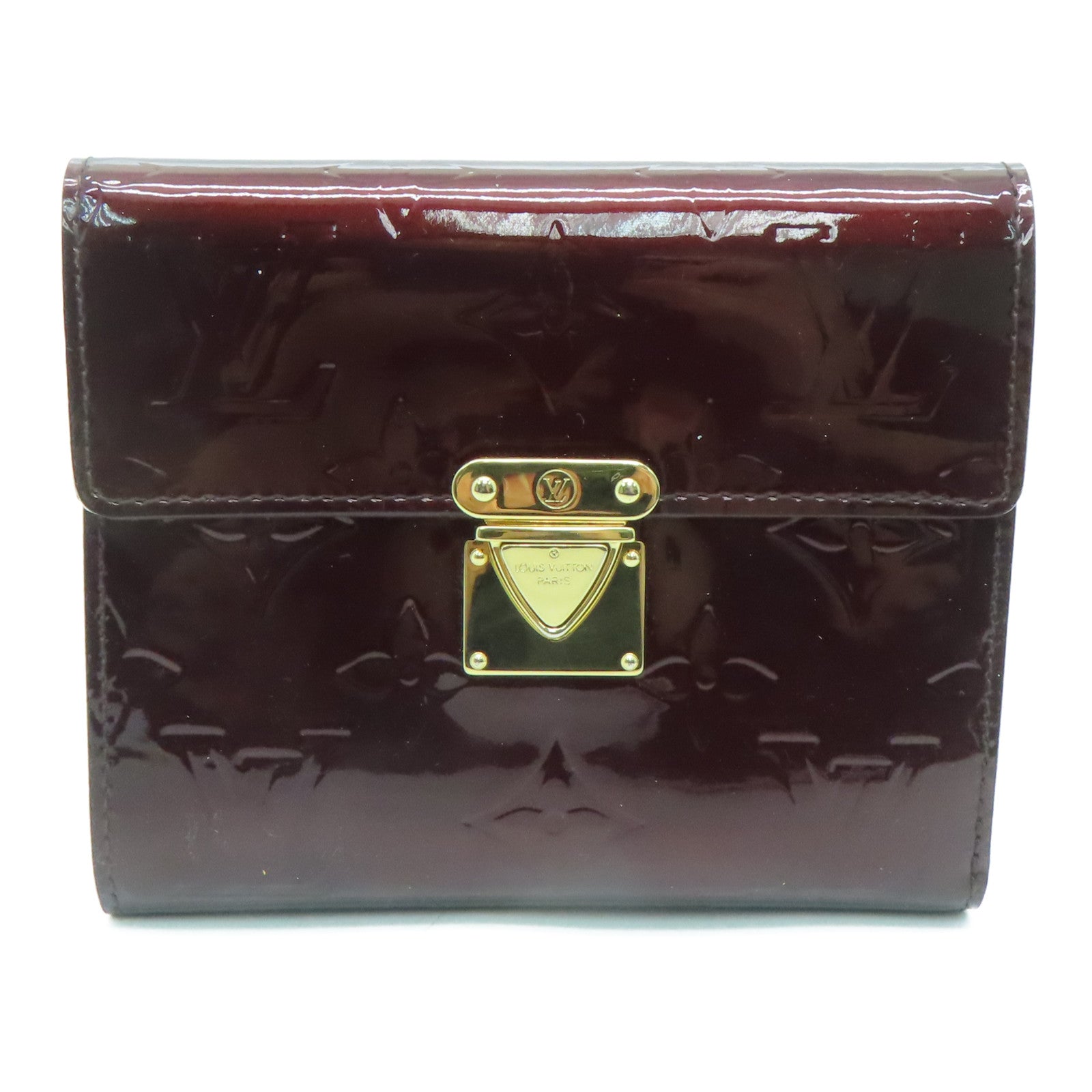 LOUIS VUITTON Monogram Vernis Koala金扣钱包酒红色