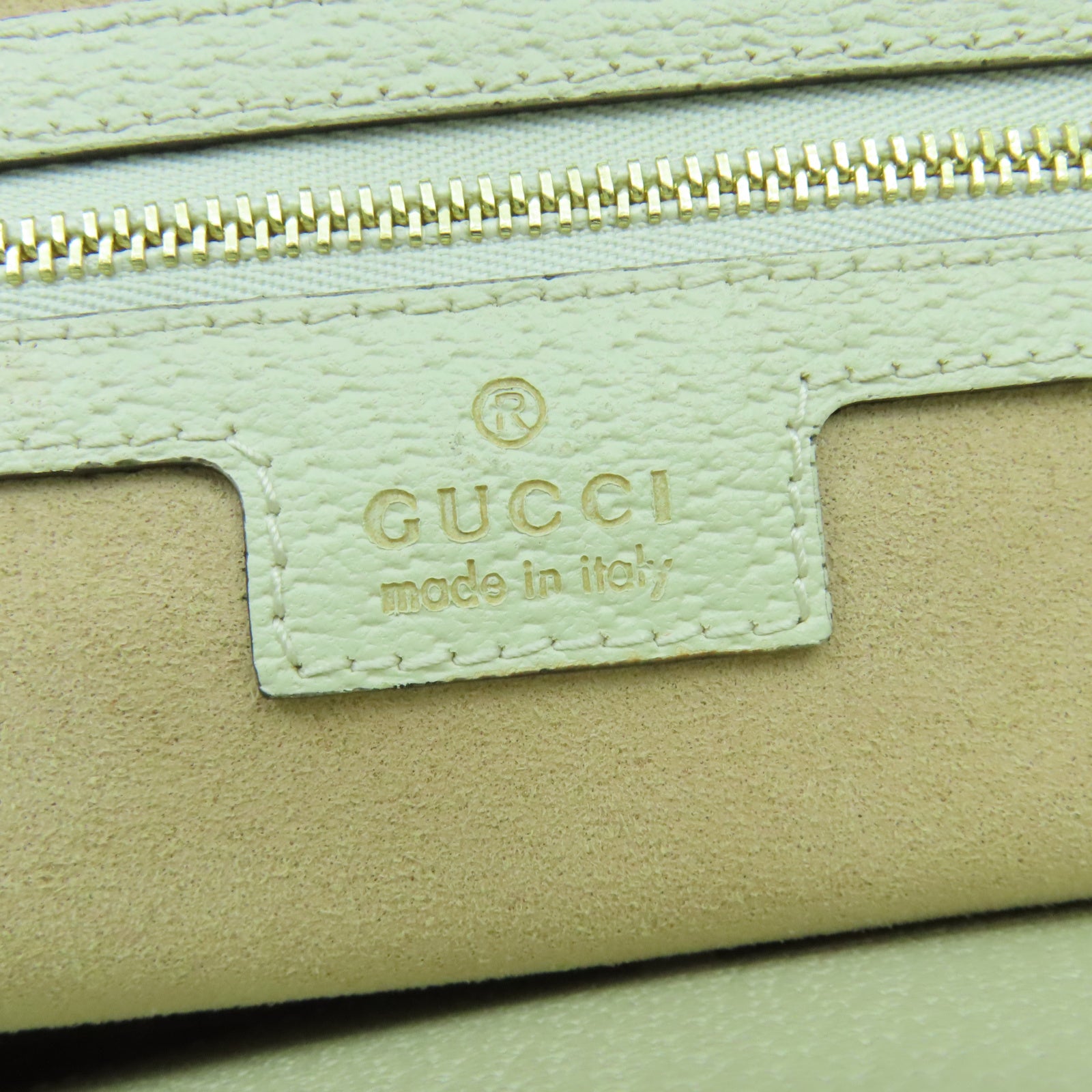 GUCCI 塗層帆布Ophidia Tote Bag金扣肩背袋白色/啡色