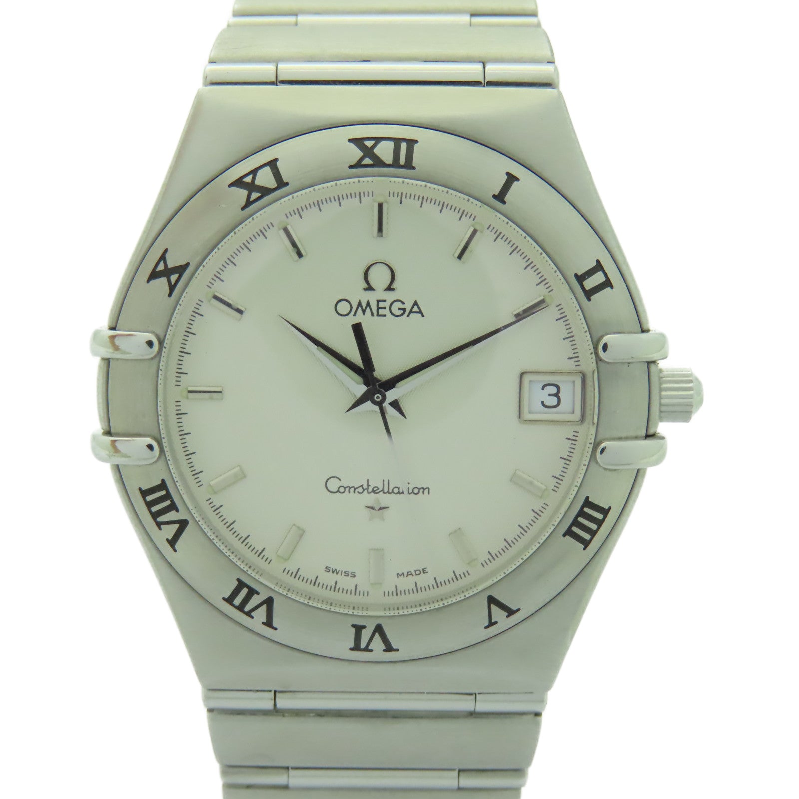 OMEGA Constellation不鏽鋼手錶石英機芯白色
