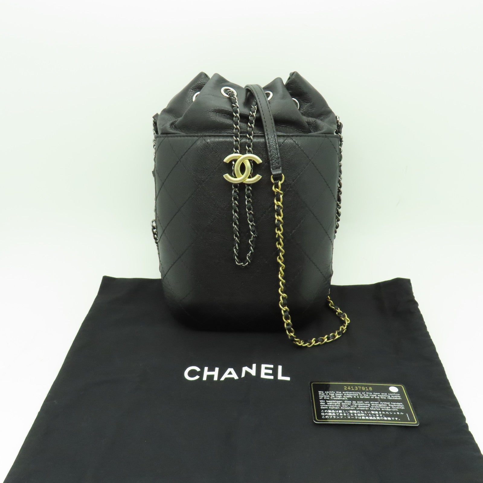 CHANEL 【激減優惠】菱格牛皮皮革Shoulder Bag金扣鏈帶肩背袋黑色