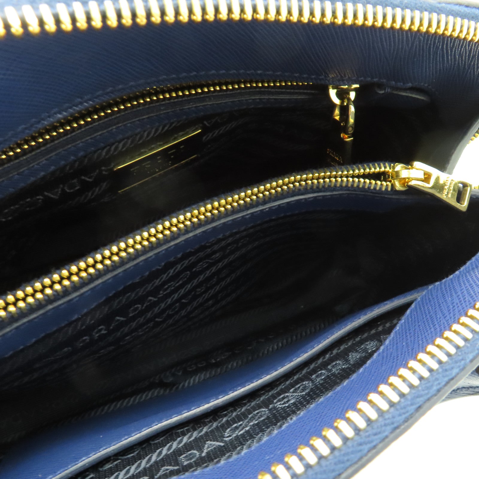 PRADA 牛皮皮革2 Way Shoulder Bag金扣手挽肩背兩用袋藍色