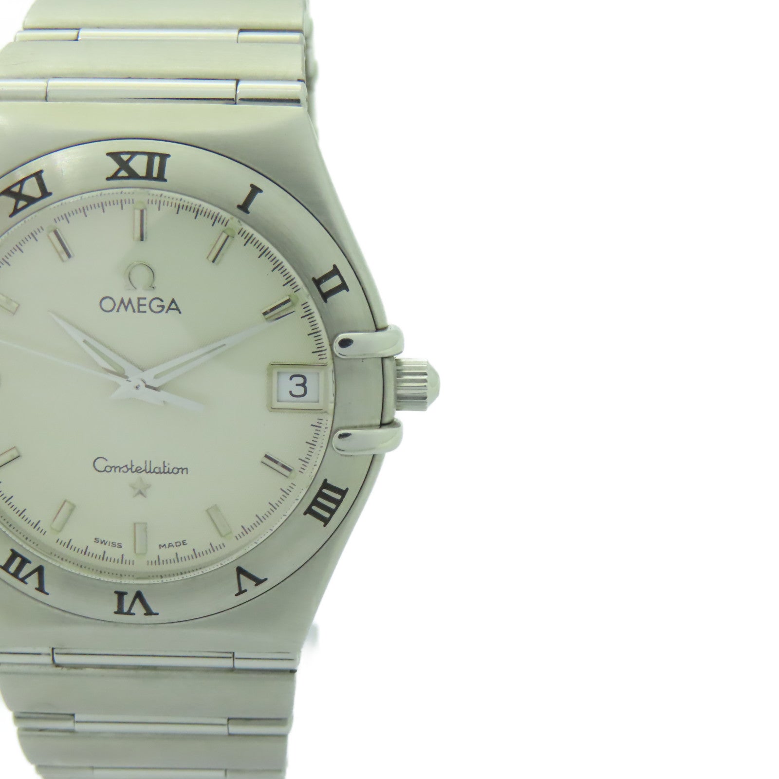 OMEGA Constellation不鏽鋼手錶石英機芯白色