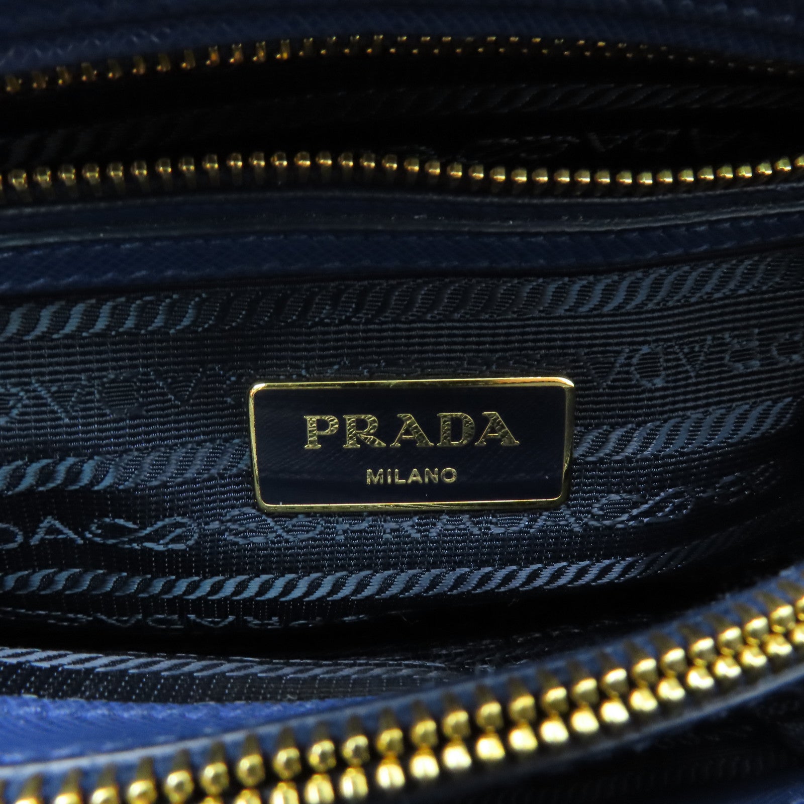 PRADA 牛皮皮革2 Way Shoulder Bag金扣手挽肩背兩用袋藍色