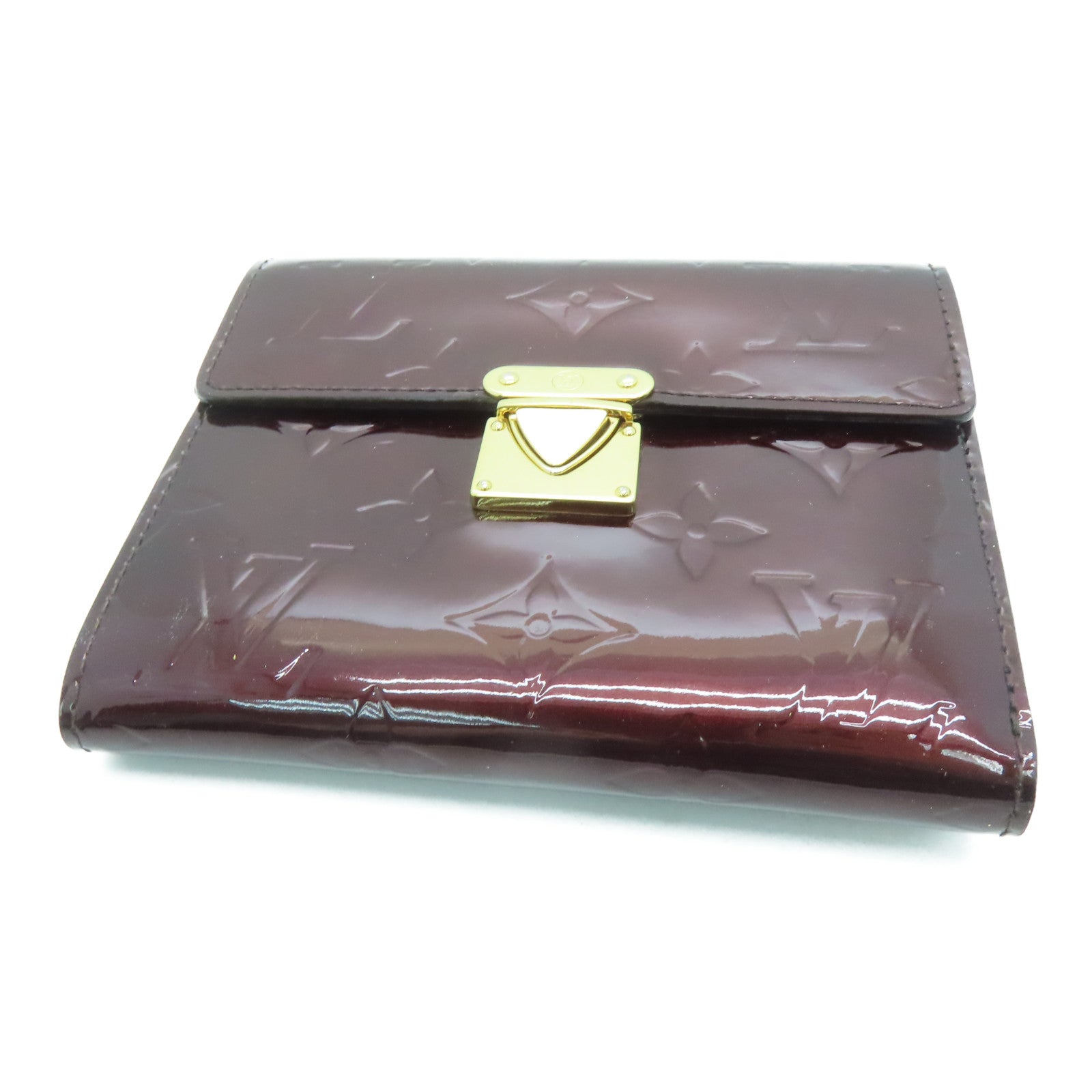 LOUIS VUITTON Monogram Vernis Koala金扣钱包酒红色