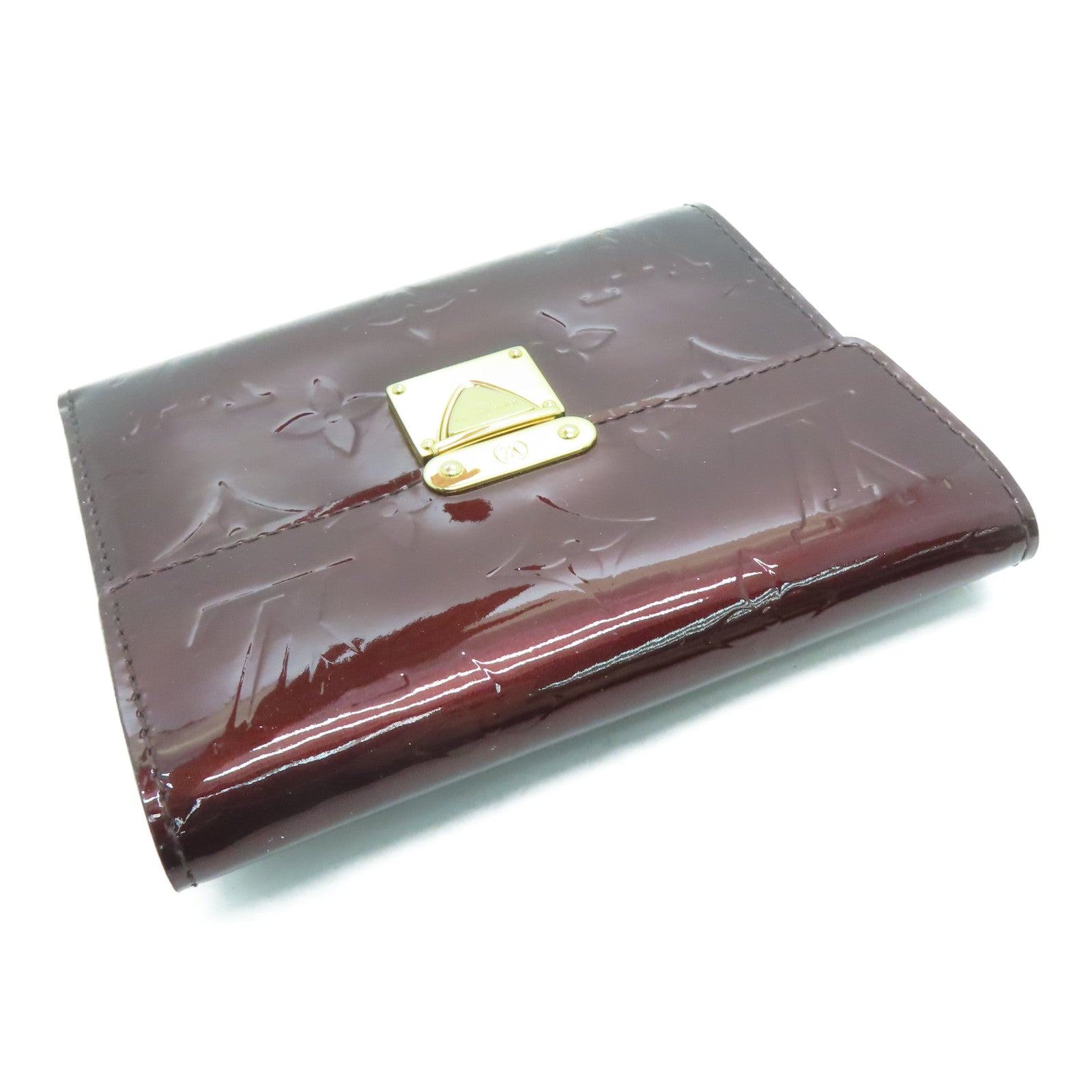 LOUIS VUITTON Monogram Vernis Koala金扣钱包酒红色