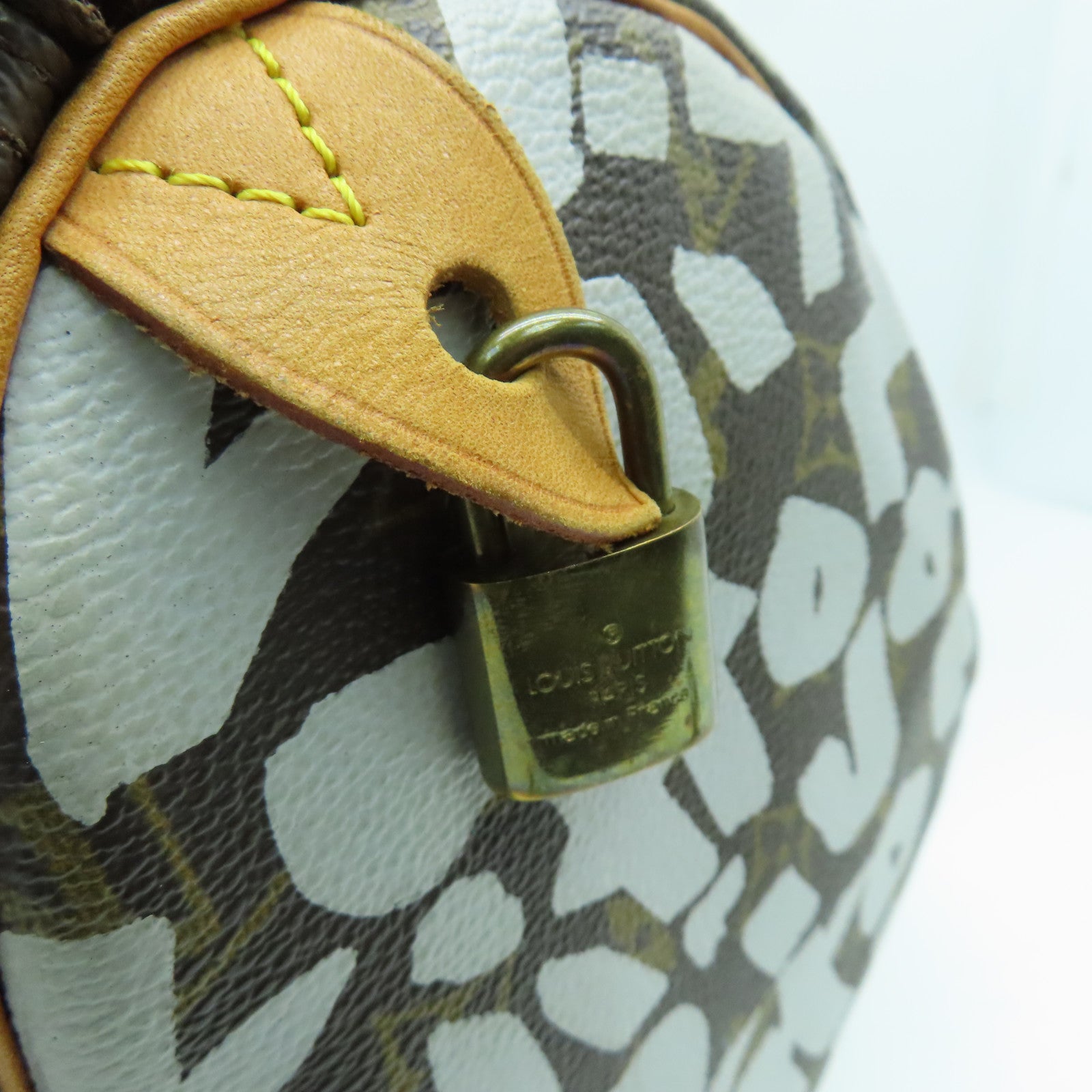 LOUIS VUITTON Monogram Graffiti Speedy 30金扣手挽袋啡色/白色