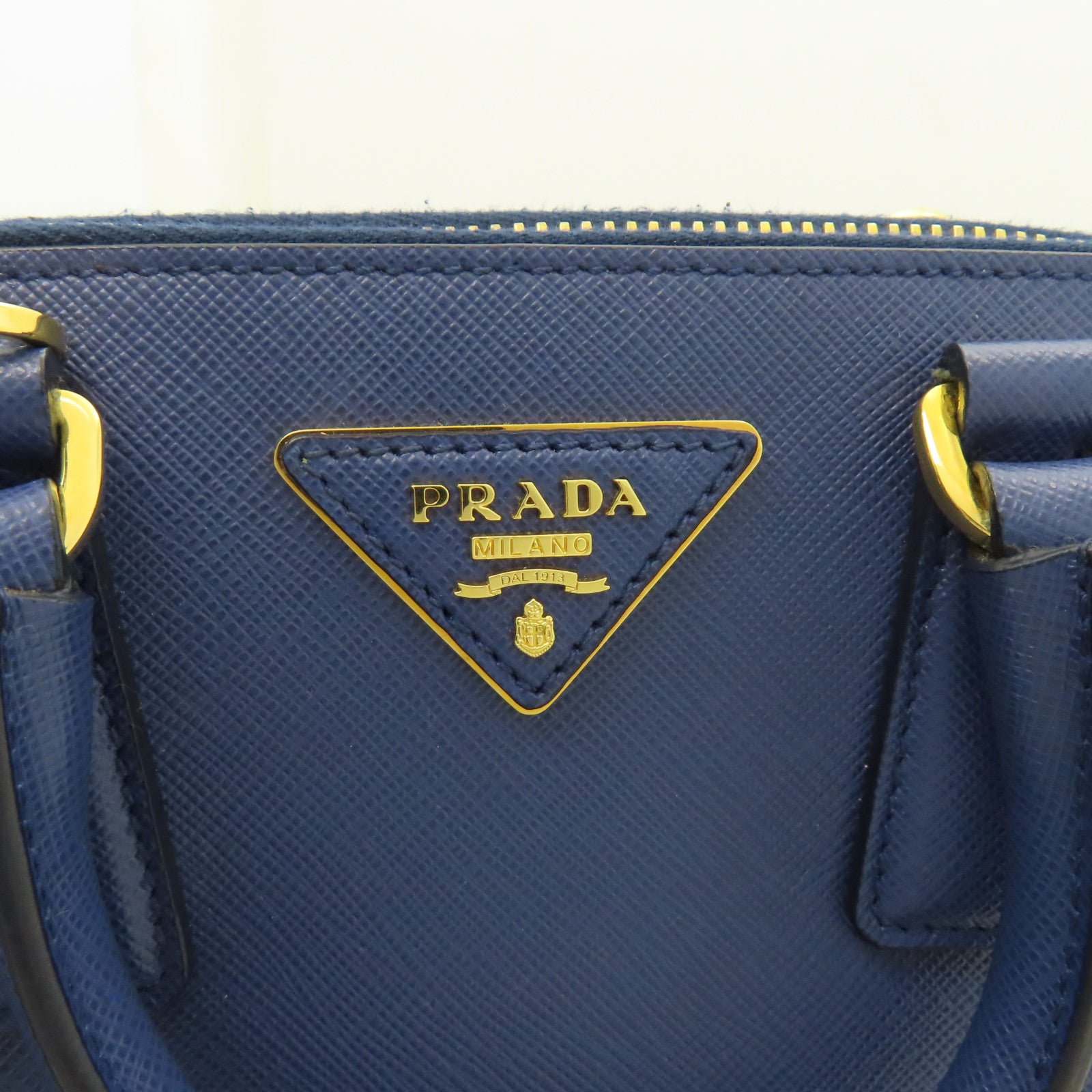 PRADA 牛皮皮革2 Way Shoulder Bag金扣手挽肩背兩用袋藍色