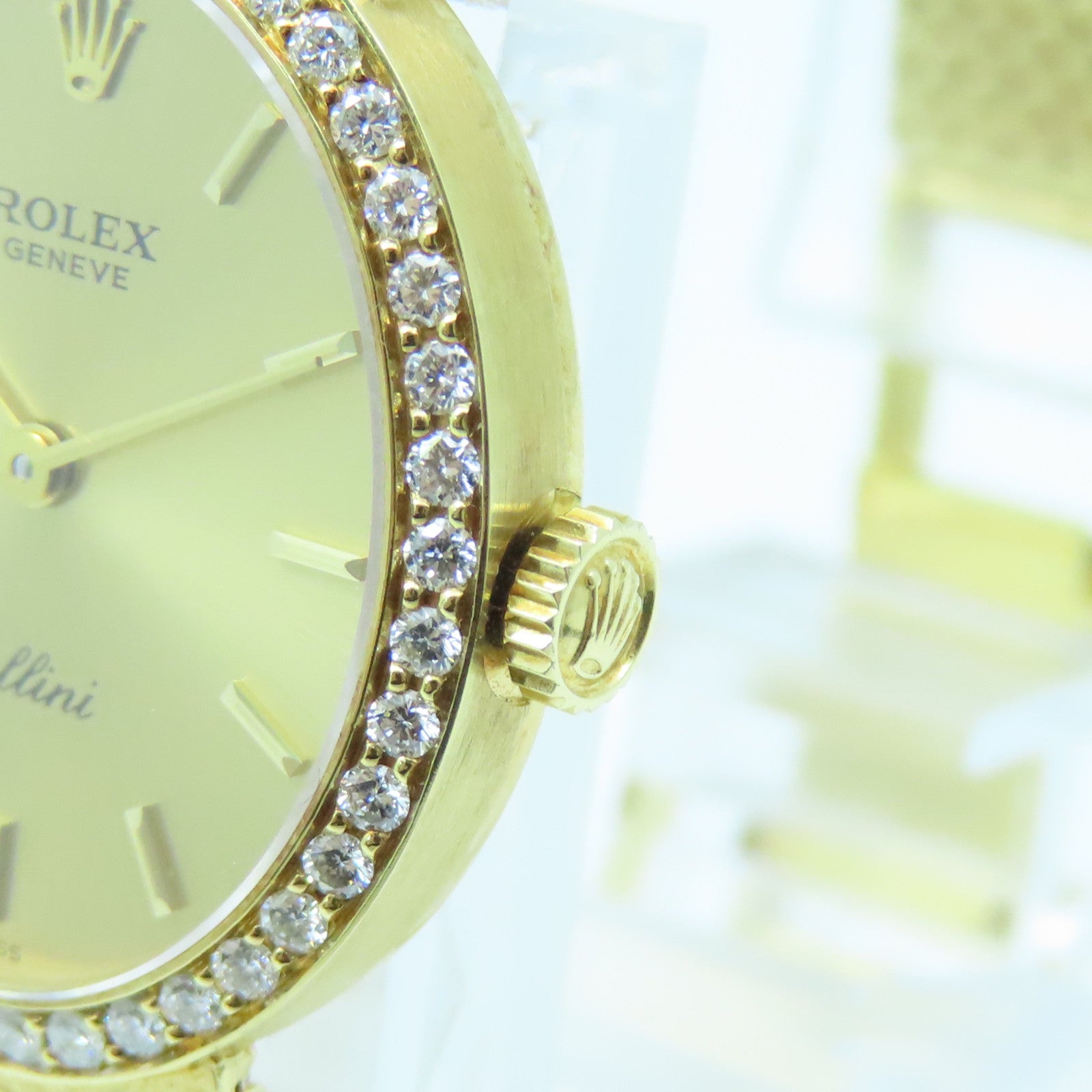 ROLEX Cellini Dia18K黃金石英機芯金色