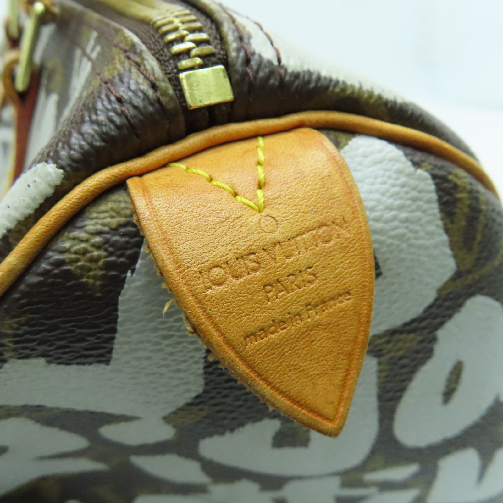 LOUIS VUITTON Monogram Graffiti Speedy 30金扣手挽袋啡色/白色