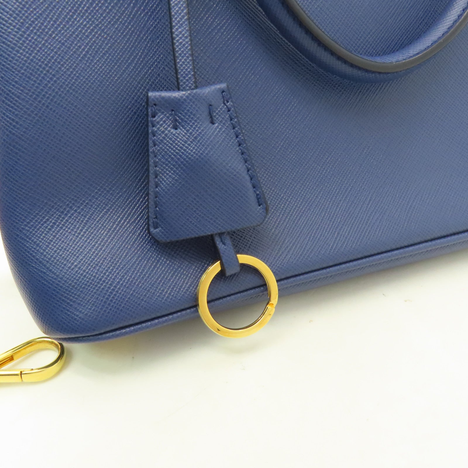 PRADA 牛皮皮革2 Way Shoulder Bag金扣手挽肩背兩用袋藍色