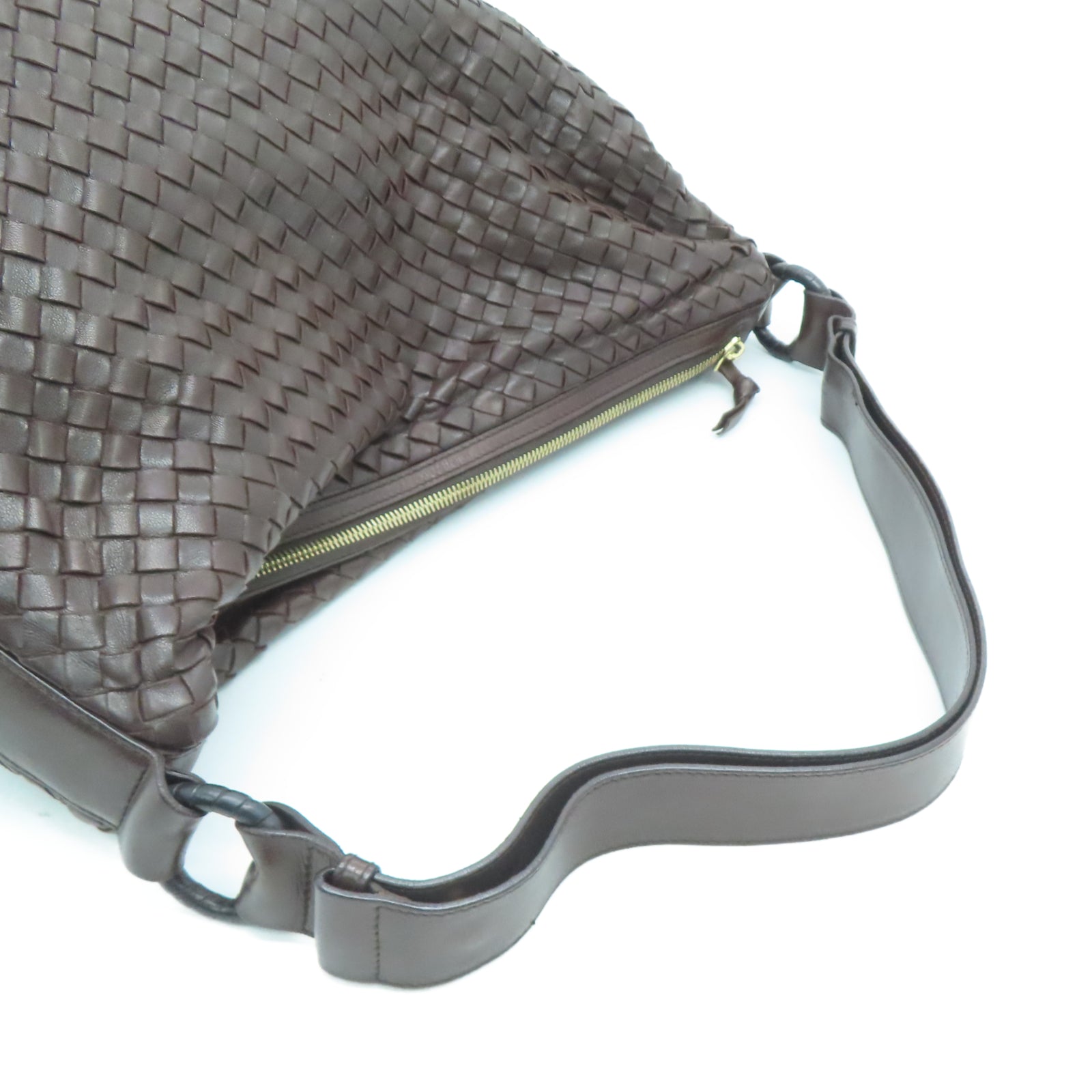BOTTEGA VENETA 牛皮皮革Shoulder Bag金扣手挽肩背兩用袋棕色