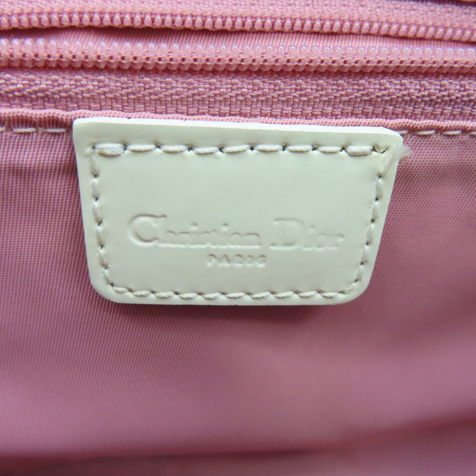 Dior 涂层皮革Shoulder Bag银扣肩背袋粉红色白色