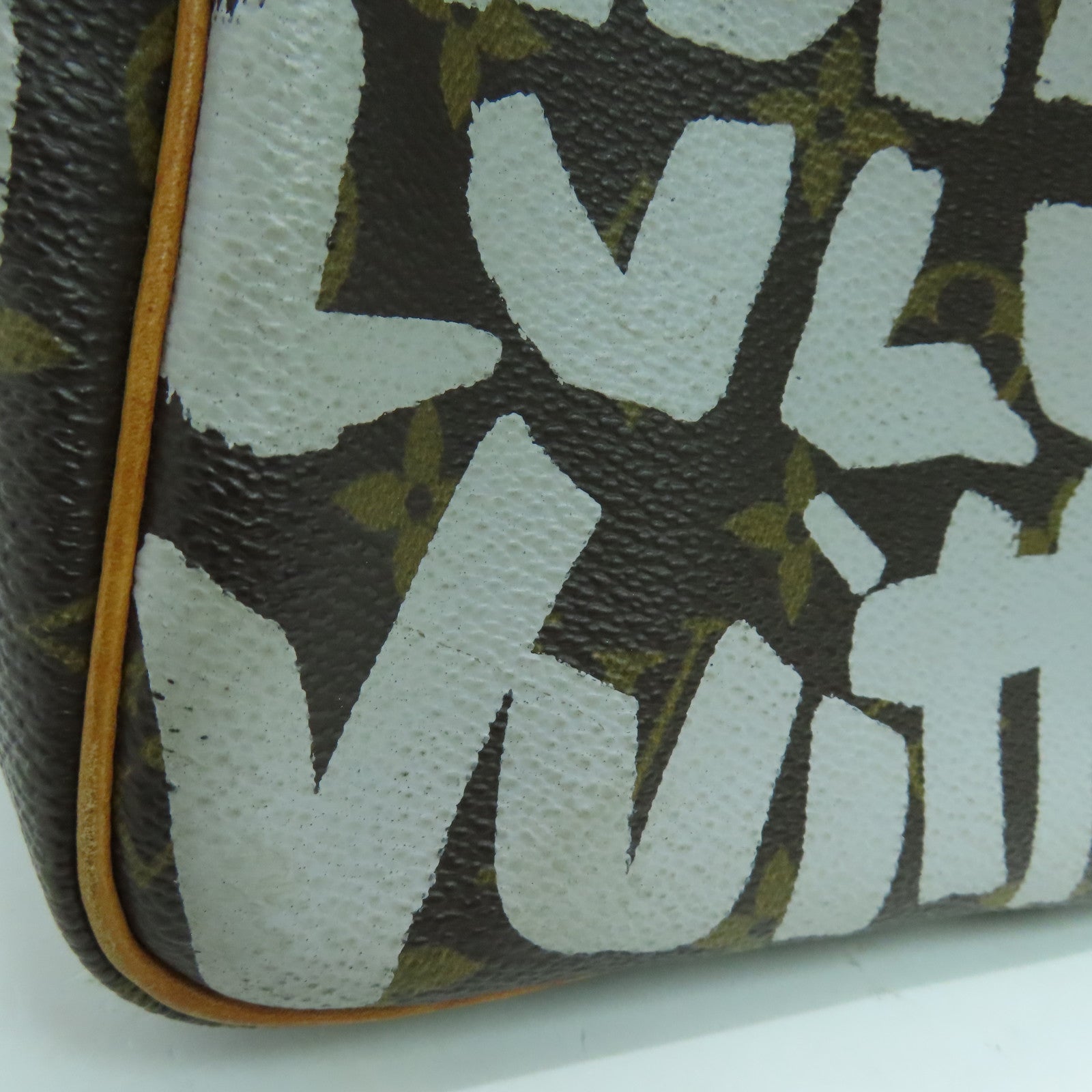 LOUIS VUITTON Monogram Graffiti Speedy 30金扣手挽袋啡色/白色