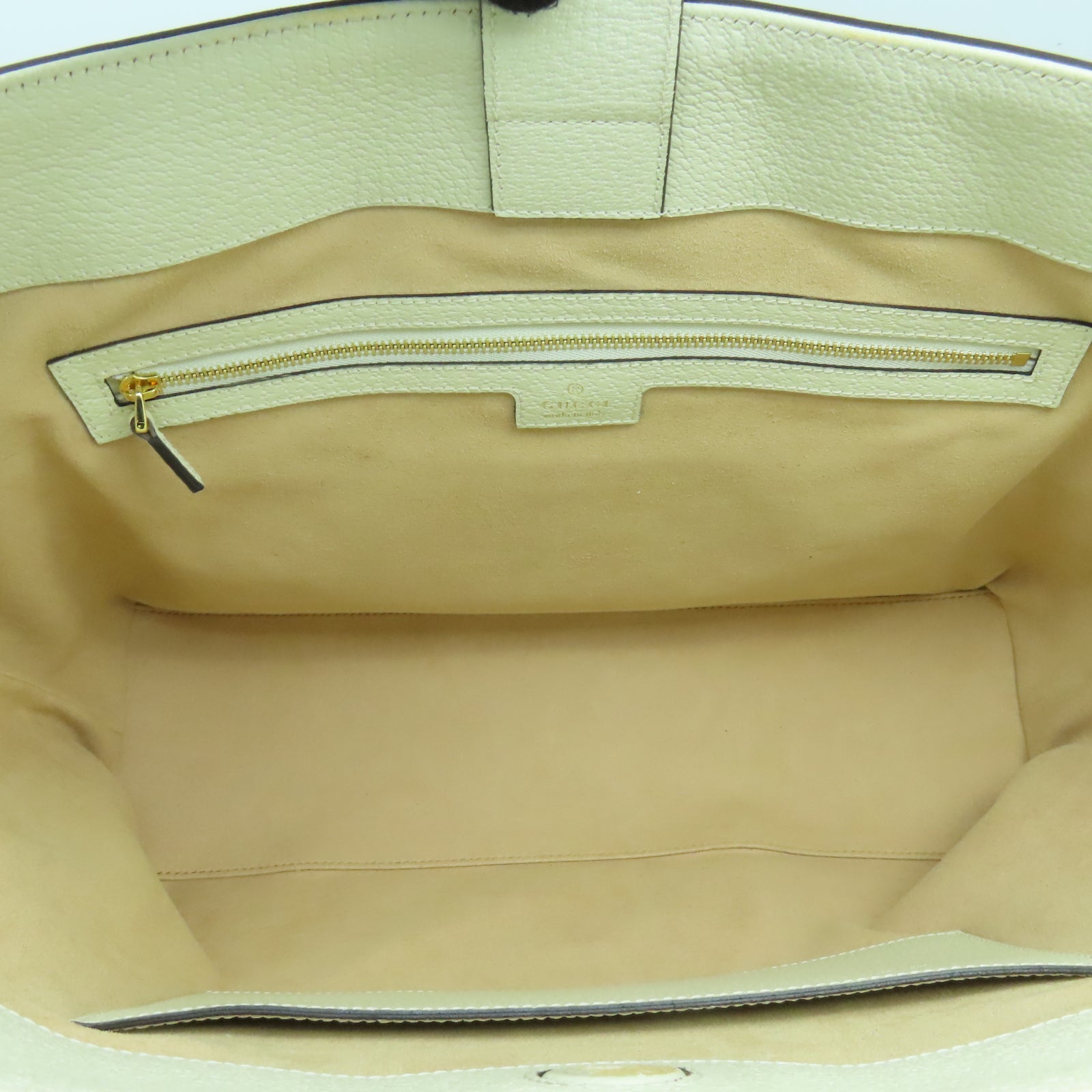 GUCCI 塗層帆布Ophidia Tote Bag金扣肩背袋白色/啡色
