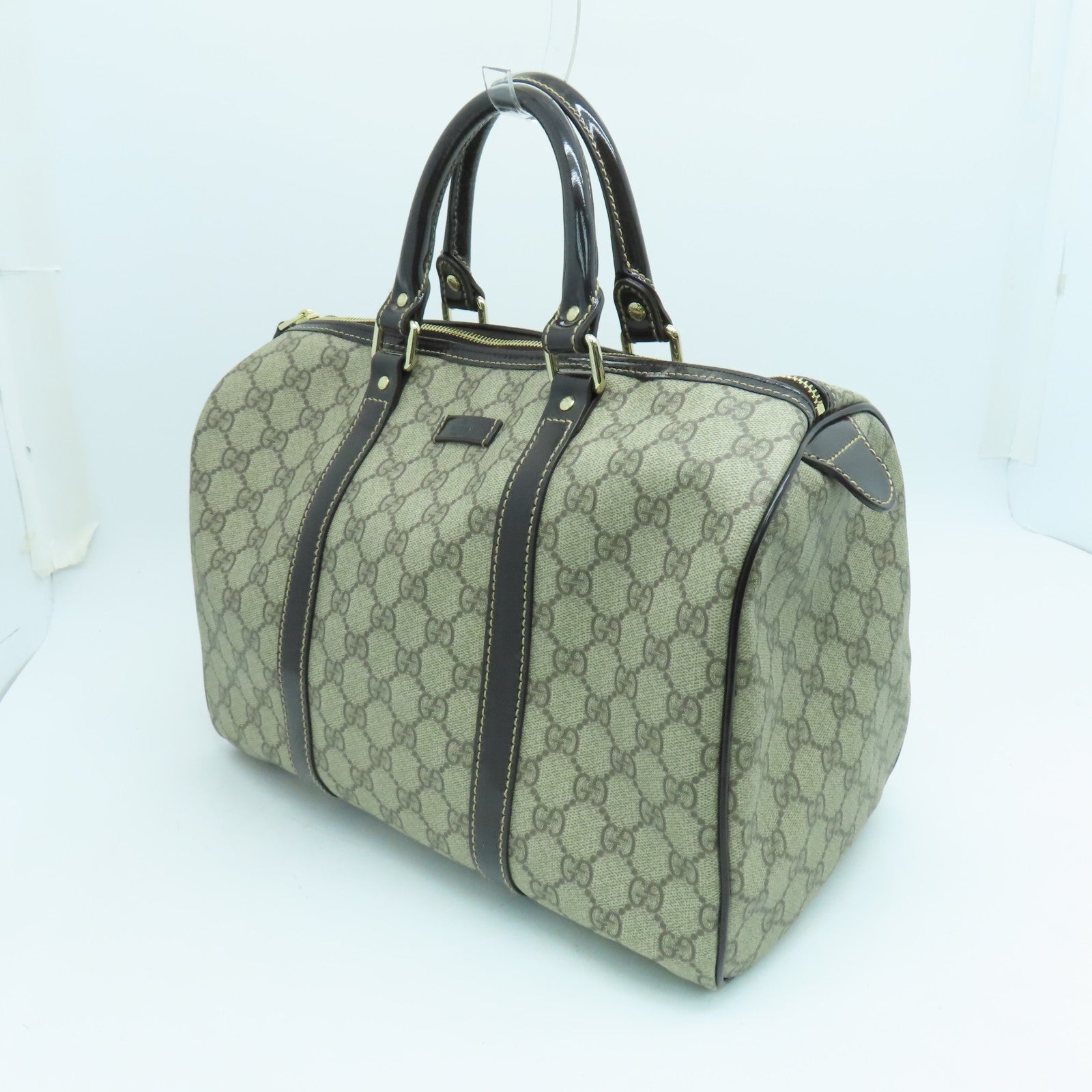 GUCCI 涂层帆布Boston Bag波士顿包金扣啡色