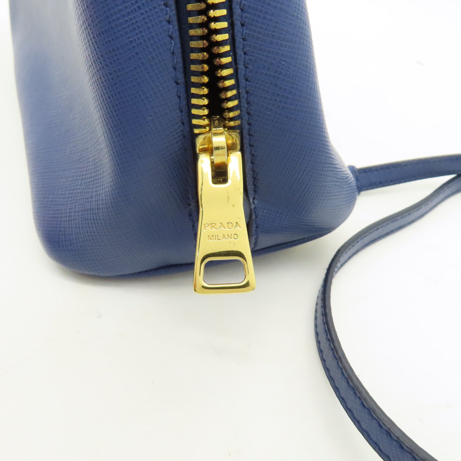 PRADA 牛皮皮革2 Way Shoulder Bag金扣手挽肩背兩用袋藍色