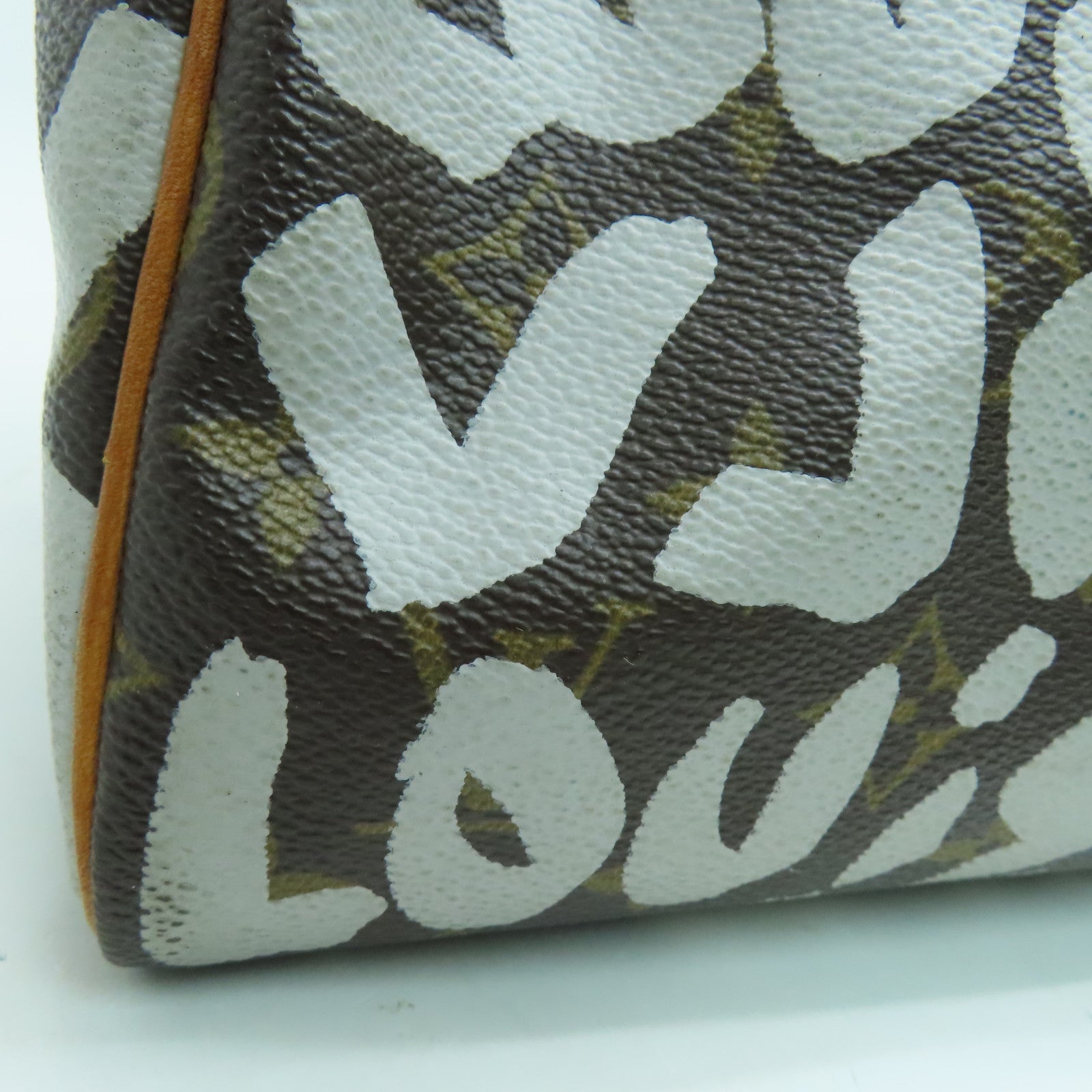 LOUIS VUITTON Monogram Graffiti Speedy 30金扣手挽袋啡色/白色