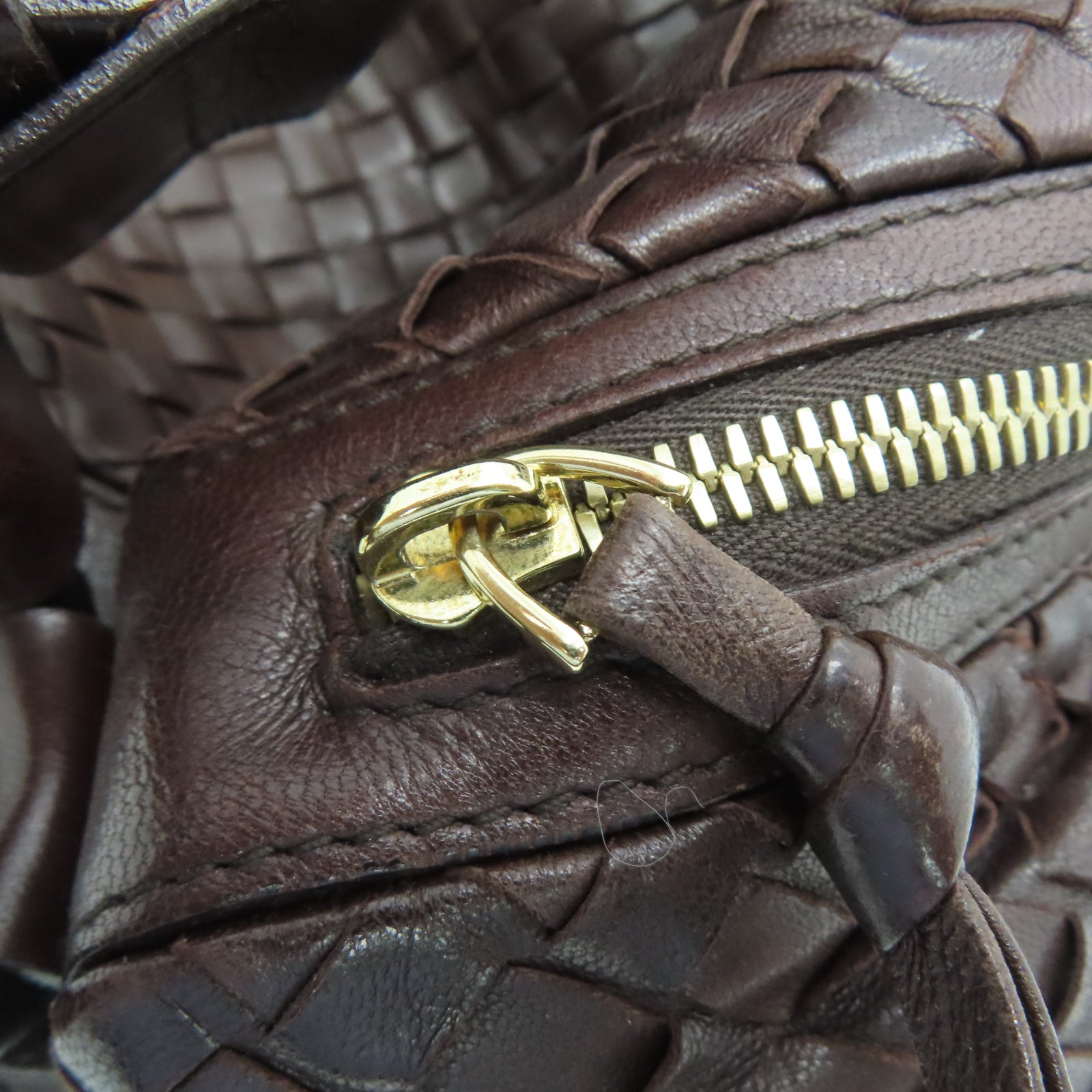 BOTTEGA VENETA 牛皮皮革Shoulder Bag金扣手挽肩背兩用袋棕色