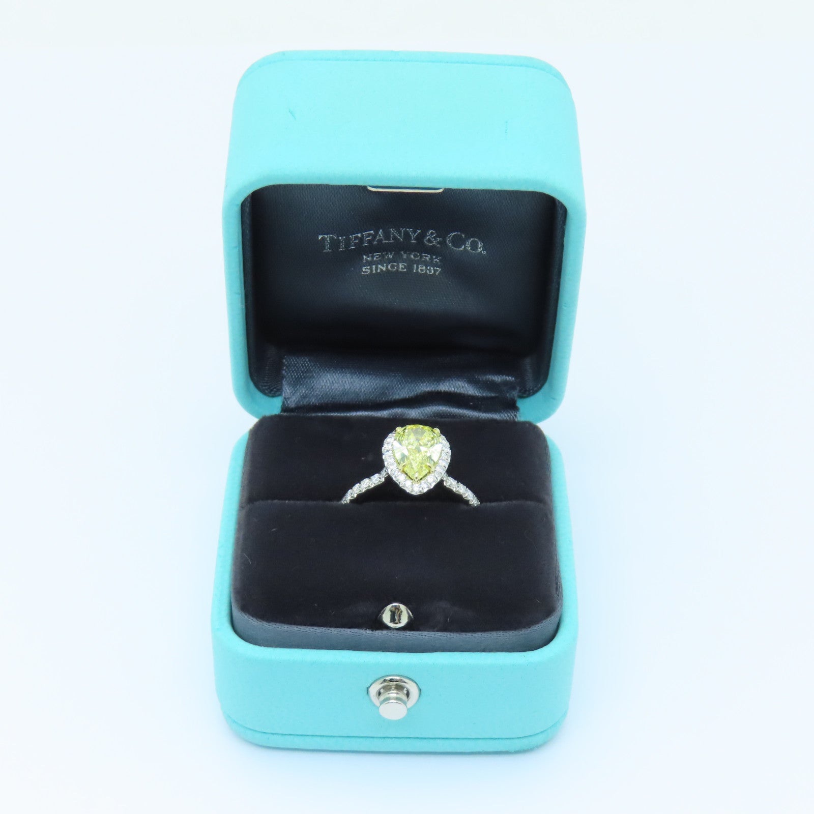 TIFFANY＆CO PT950鉑金/18K黃金Yellow Diamond Ring鑽石戒指US#6銀色/黃色