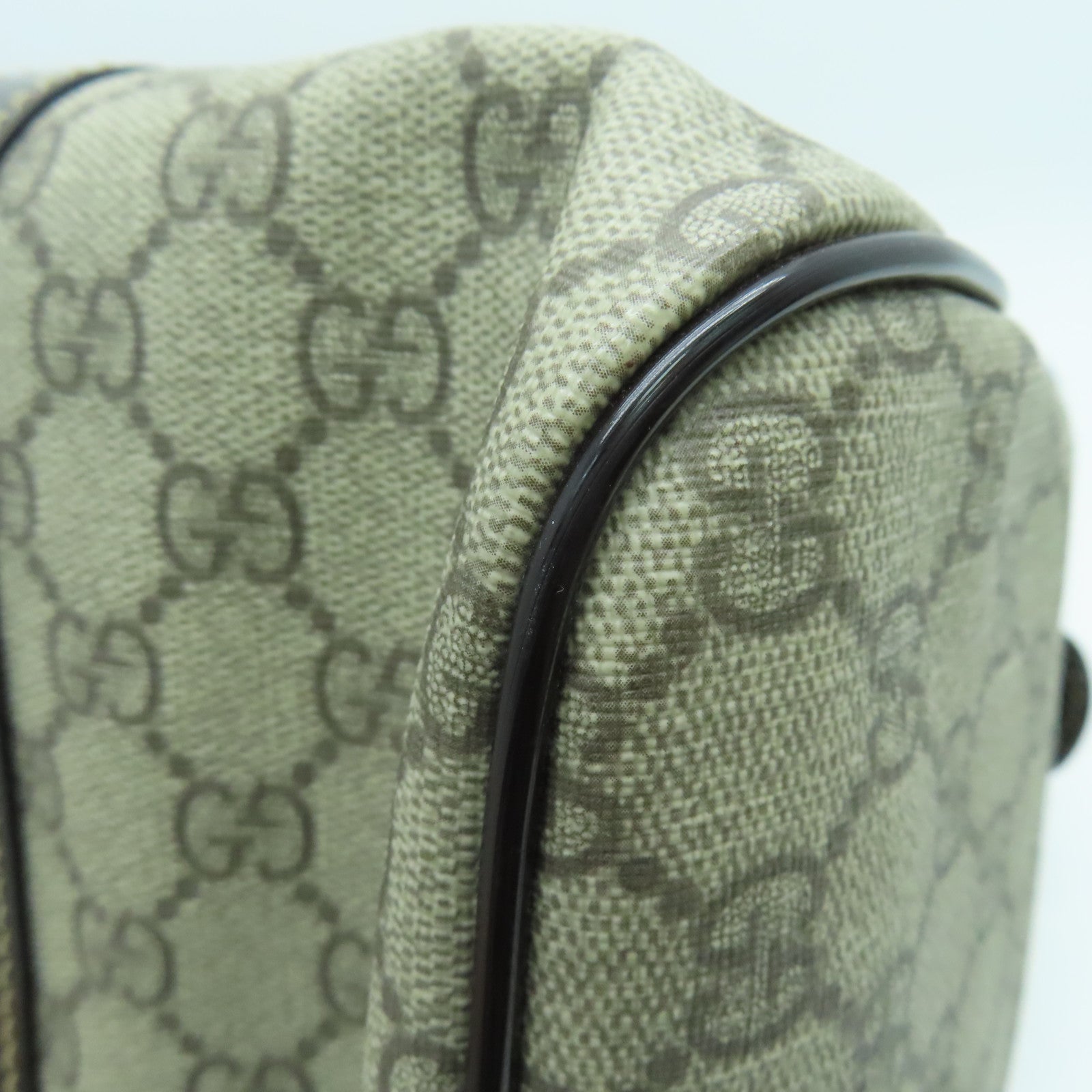 GUCCI 涂层帆布Boston Bag波士顿包金扣啡色