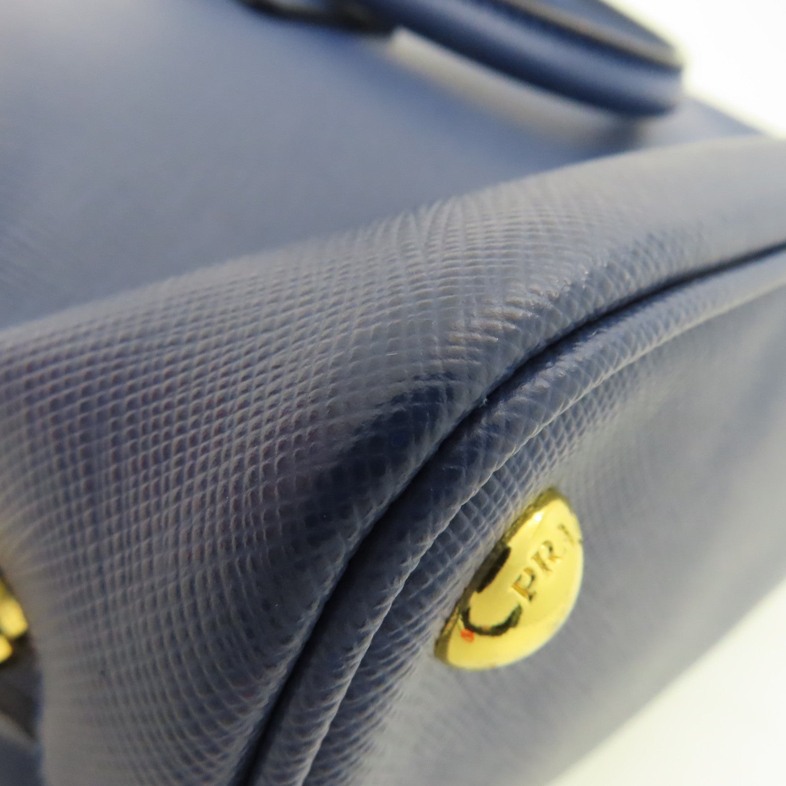 PRADA 牛皮皮革2 Way Shoulder Bag金扣手挽肩背兩用袋藍色