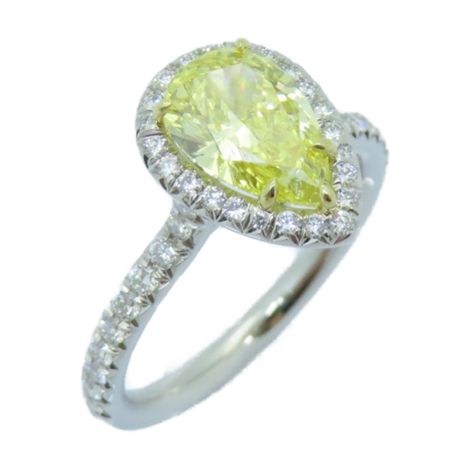 TIFFANY＆CO PT950鉑金/18K黃金Yellow Diamond Ring鑽石戒指US#6銀色/黃色