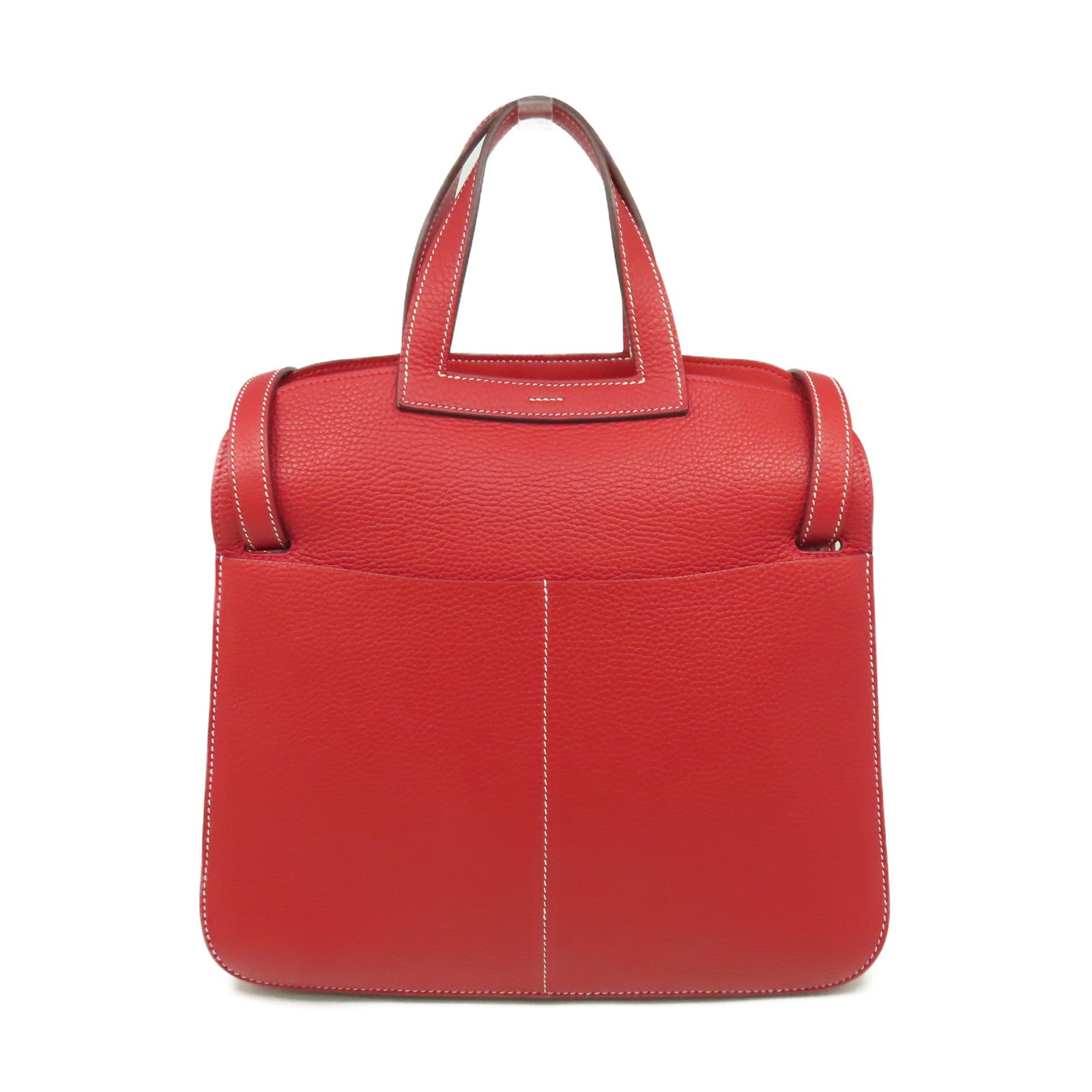 HERMES 【激減優惠】Clemence皮革Halzan 31 2Way Shoulder Bag銀扣手挽肩背兩用袋法拉利紅色