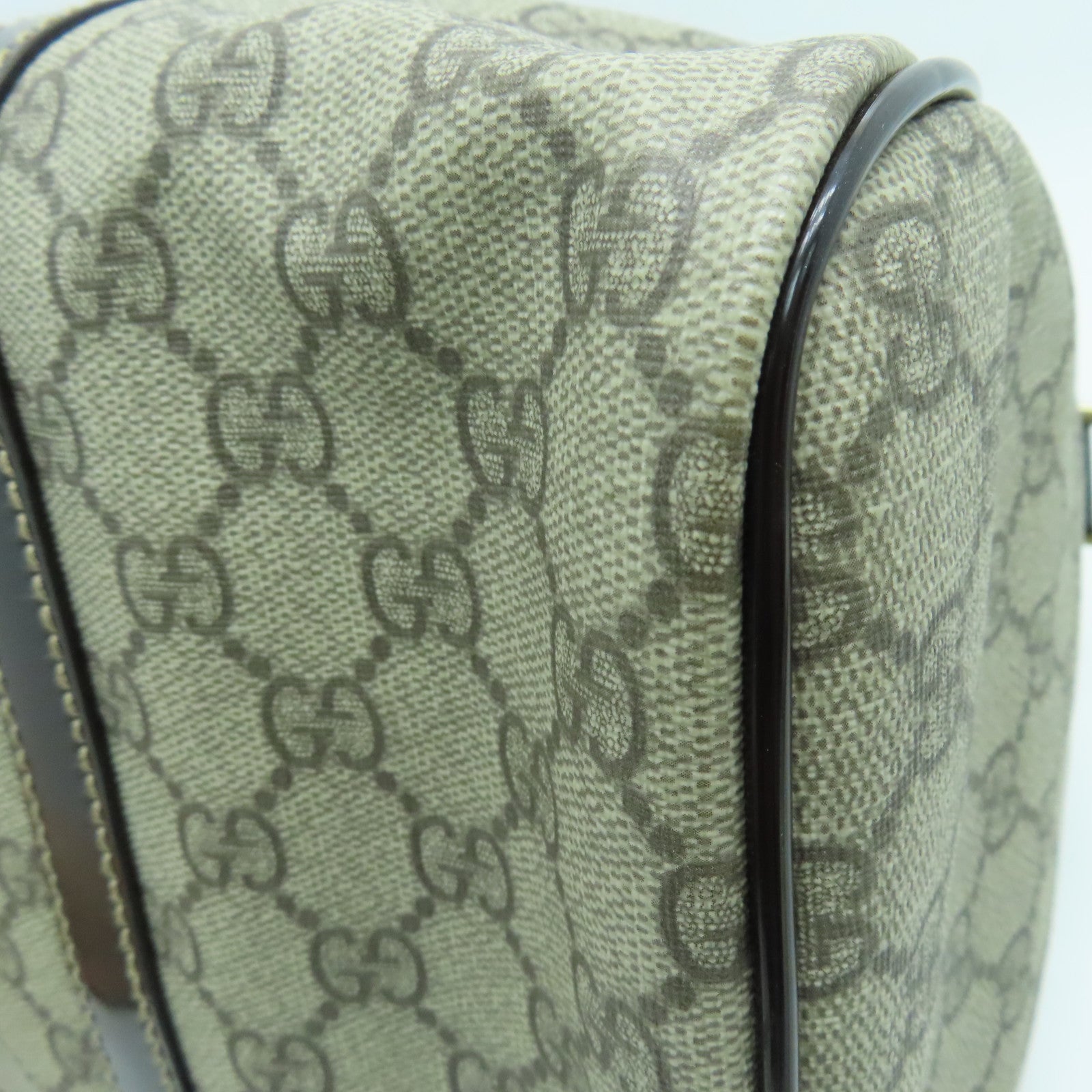 GUCCI 涂层帆布Boston Bag波士顿包金扣啡色