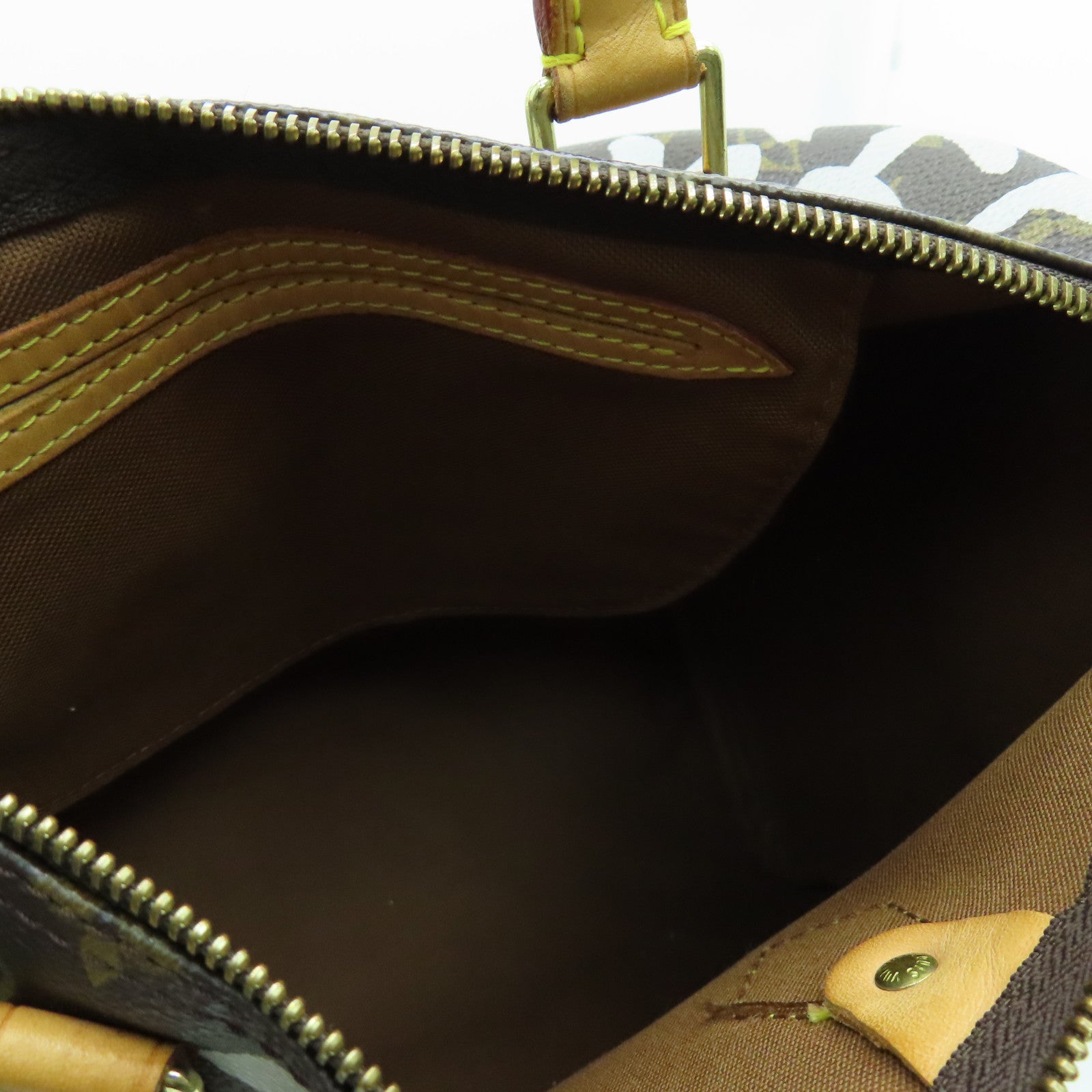 LOUIS VUITTON Monogram Graffiti Speedy 30金扣手挽袋啡色/白色
