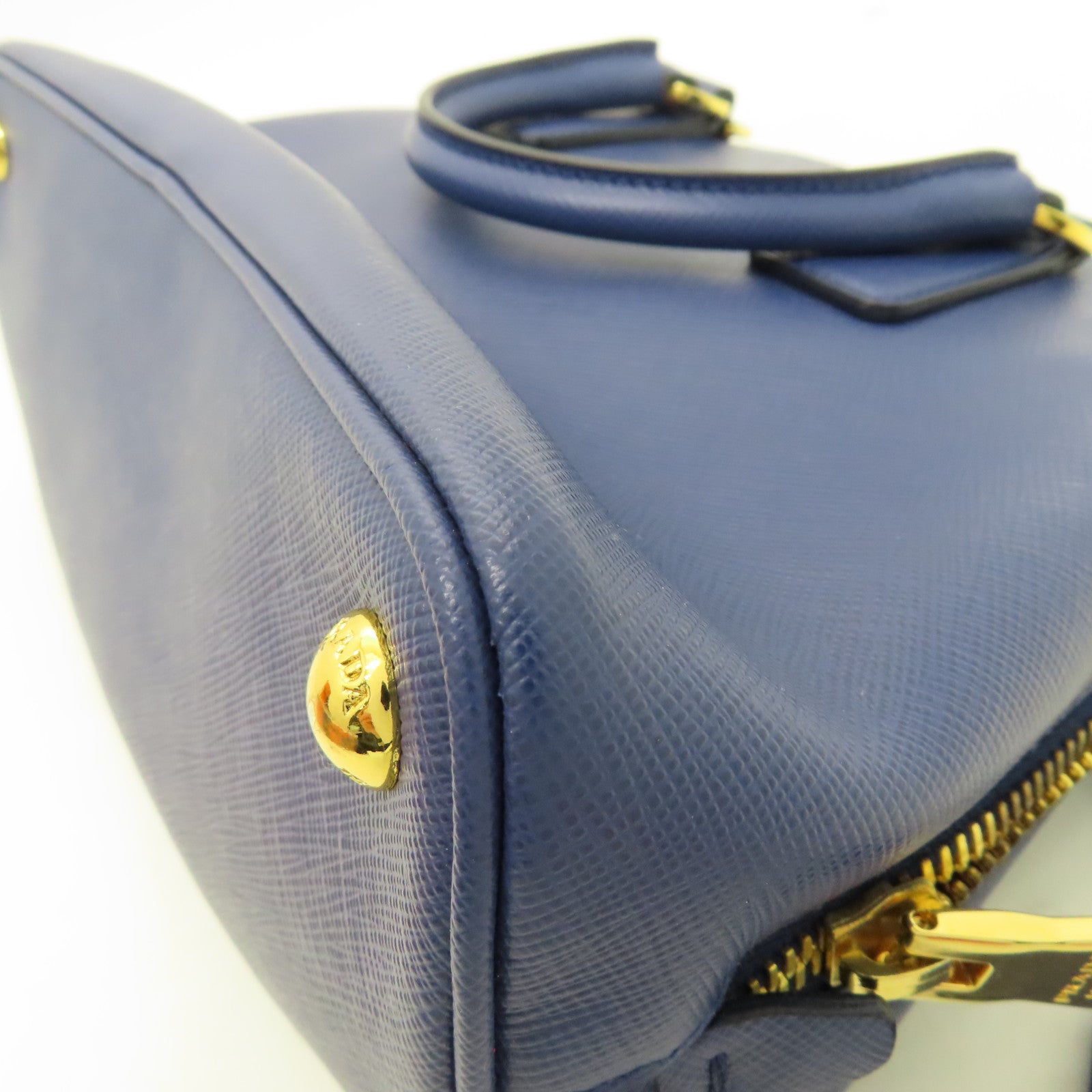 PRADA 牛皮皮革2 Way Shoulder Bag金扣手挽肩背兩用袋藍色
