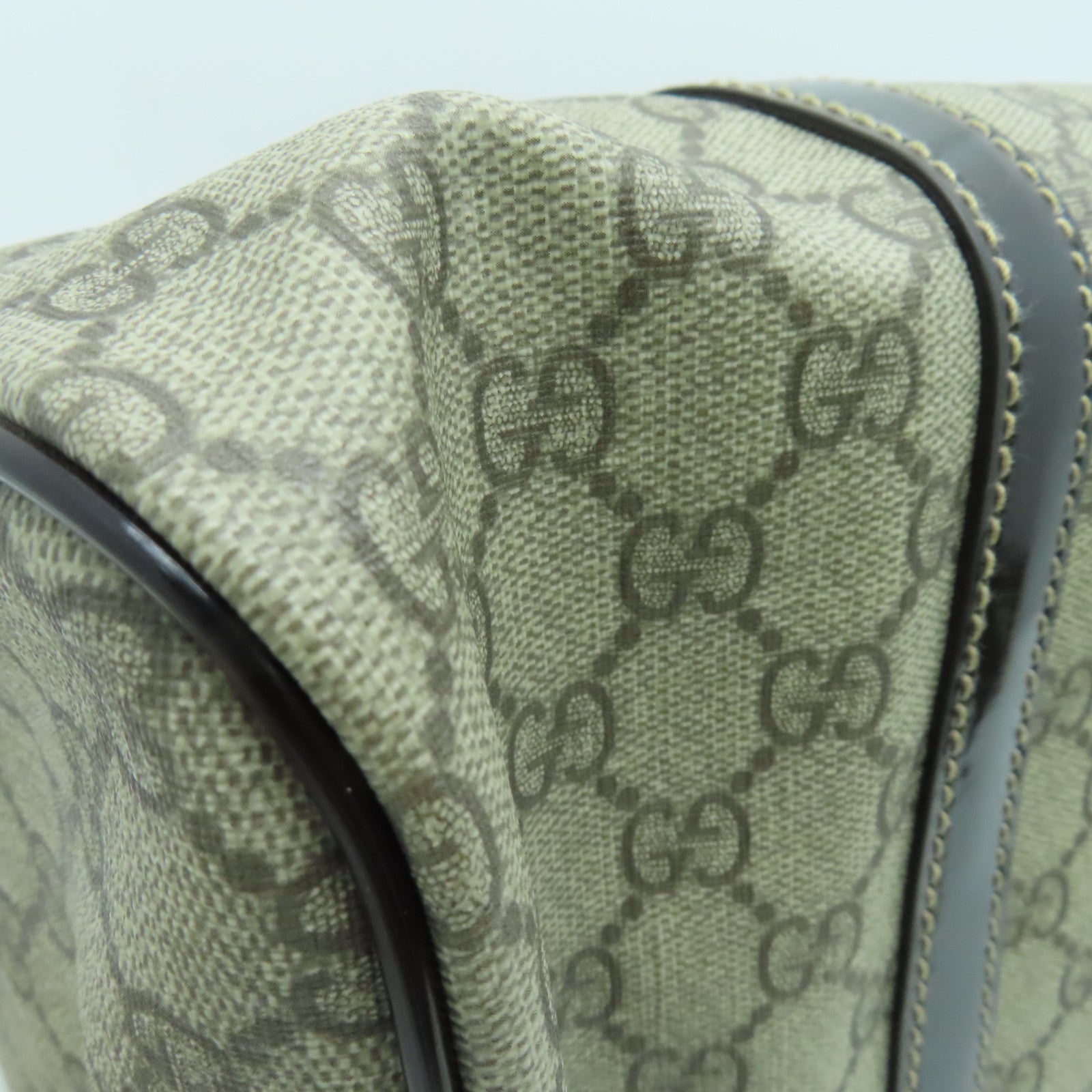 GUCCI 涂层帆布Boston Bag波士顿包金扣啡色