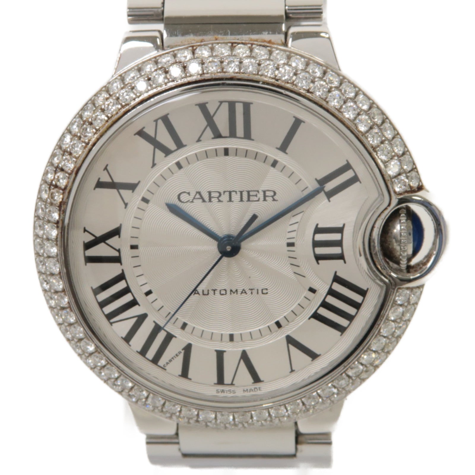 CARTIER Ballon Blue不鏽鋼自動機芯手錶白色