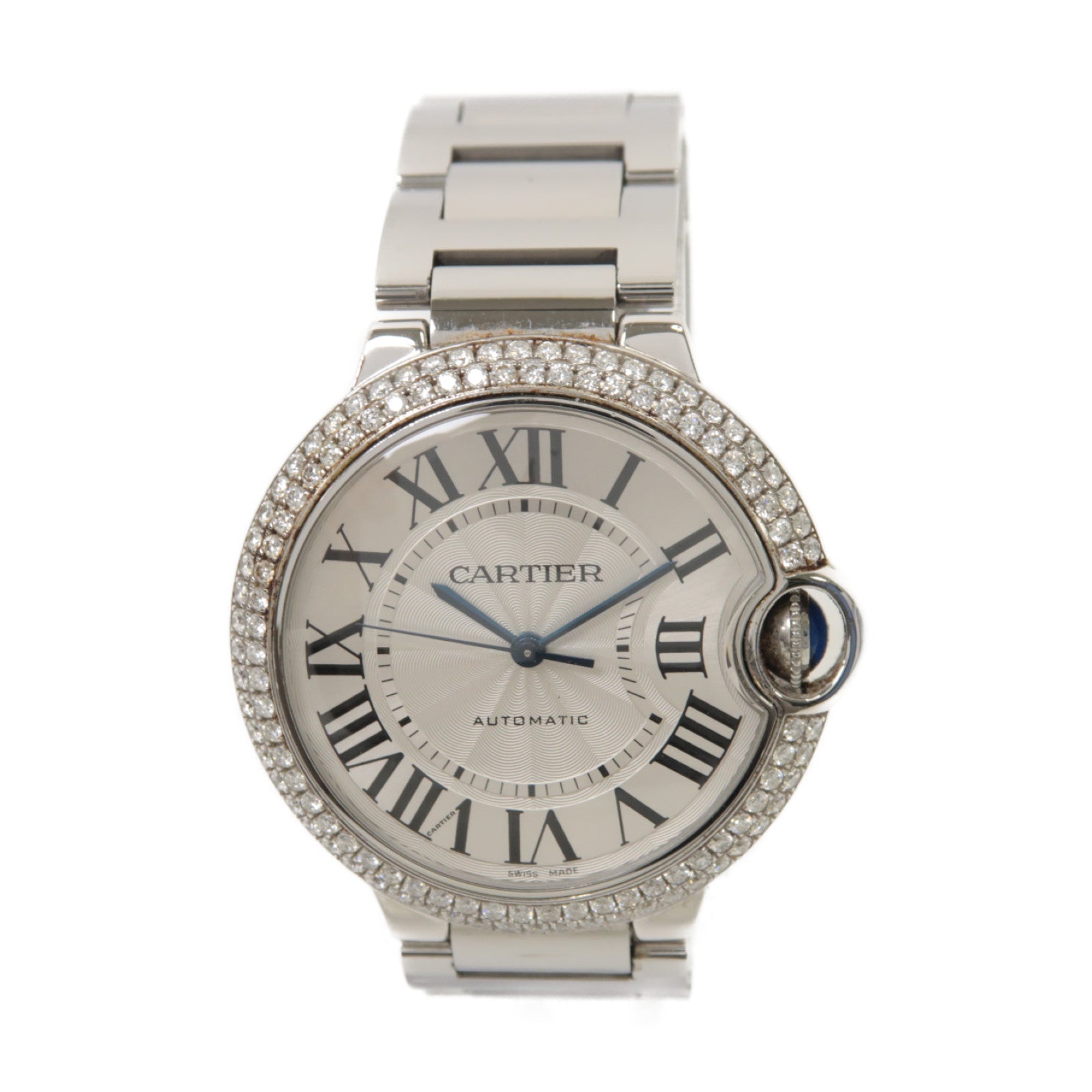 CARTIER Ballon Blue不鏽鋼自動機芯手錶白色