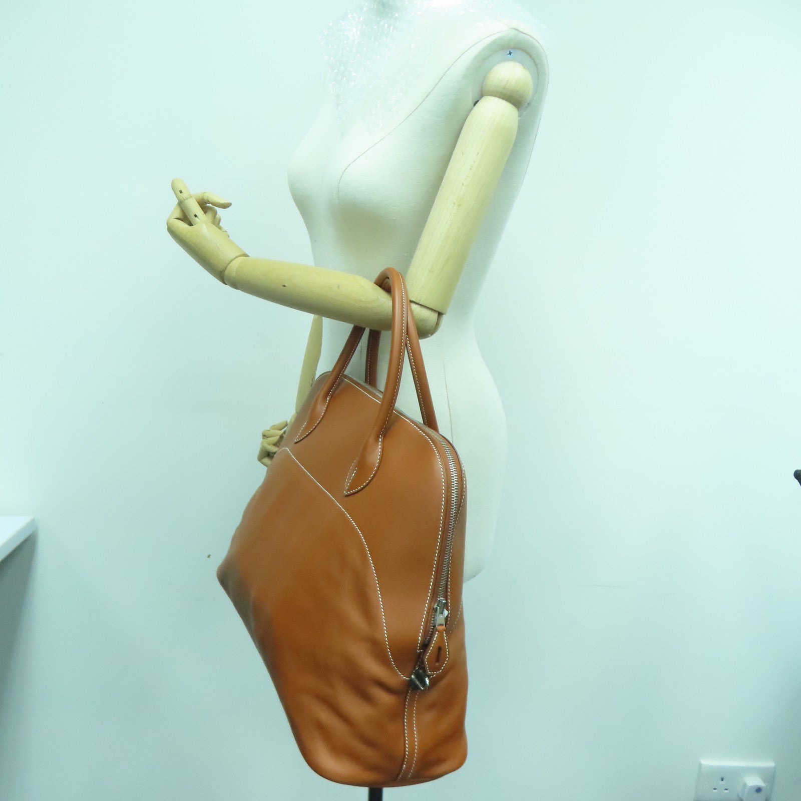 HERMES Swift皮革Bolide Relax银扣手挽袋啡色